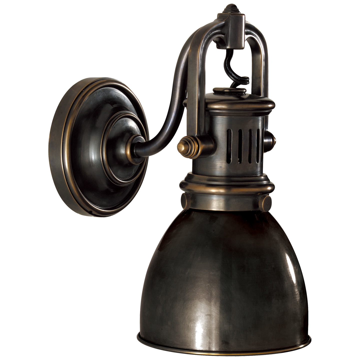 Yoke Suspended Sconce in Bronze with Bronze Shade Open Box