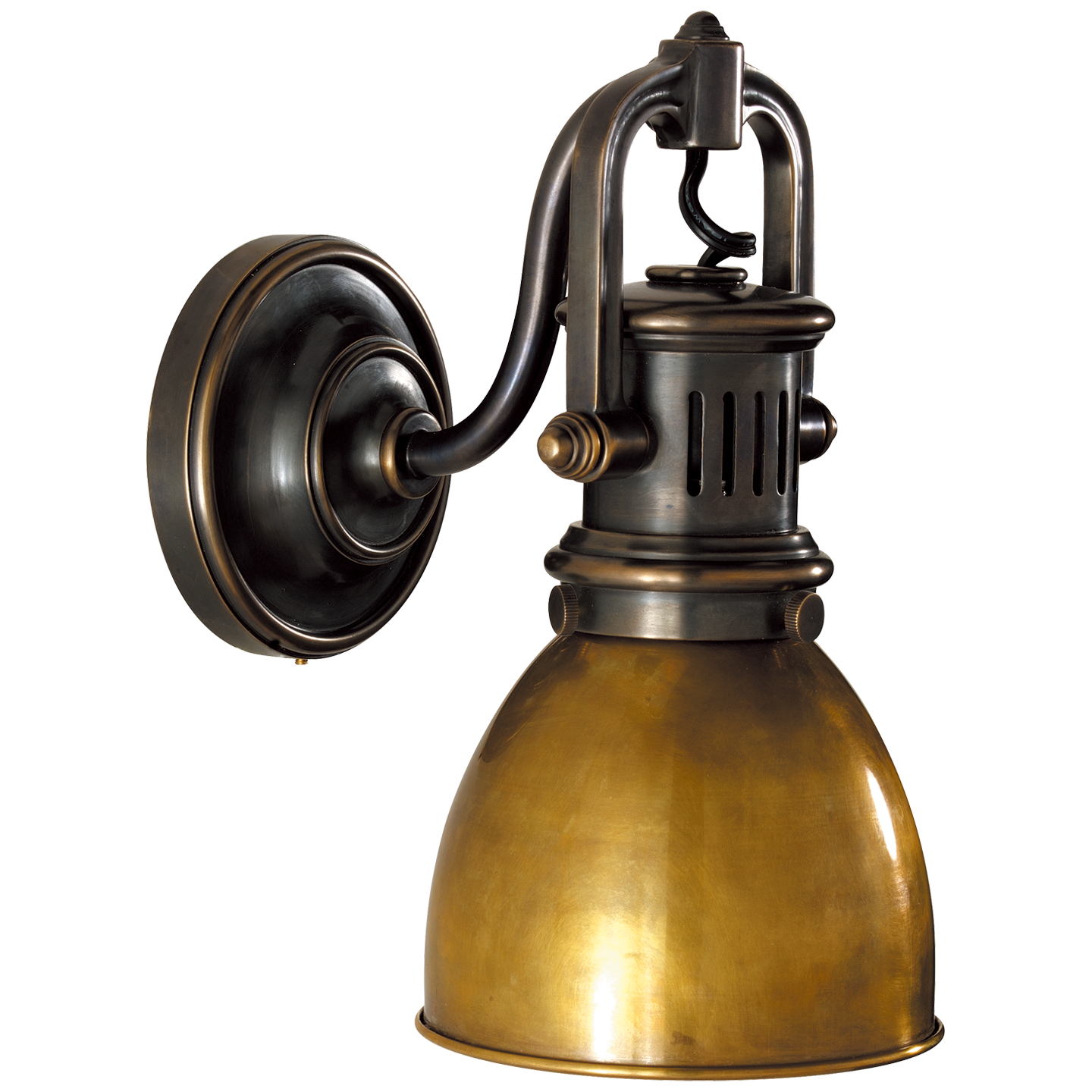 Yoke Suspended Sconce in Bronze with Hand-Rubbed Antique Brass Shade Open Box