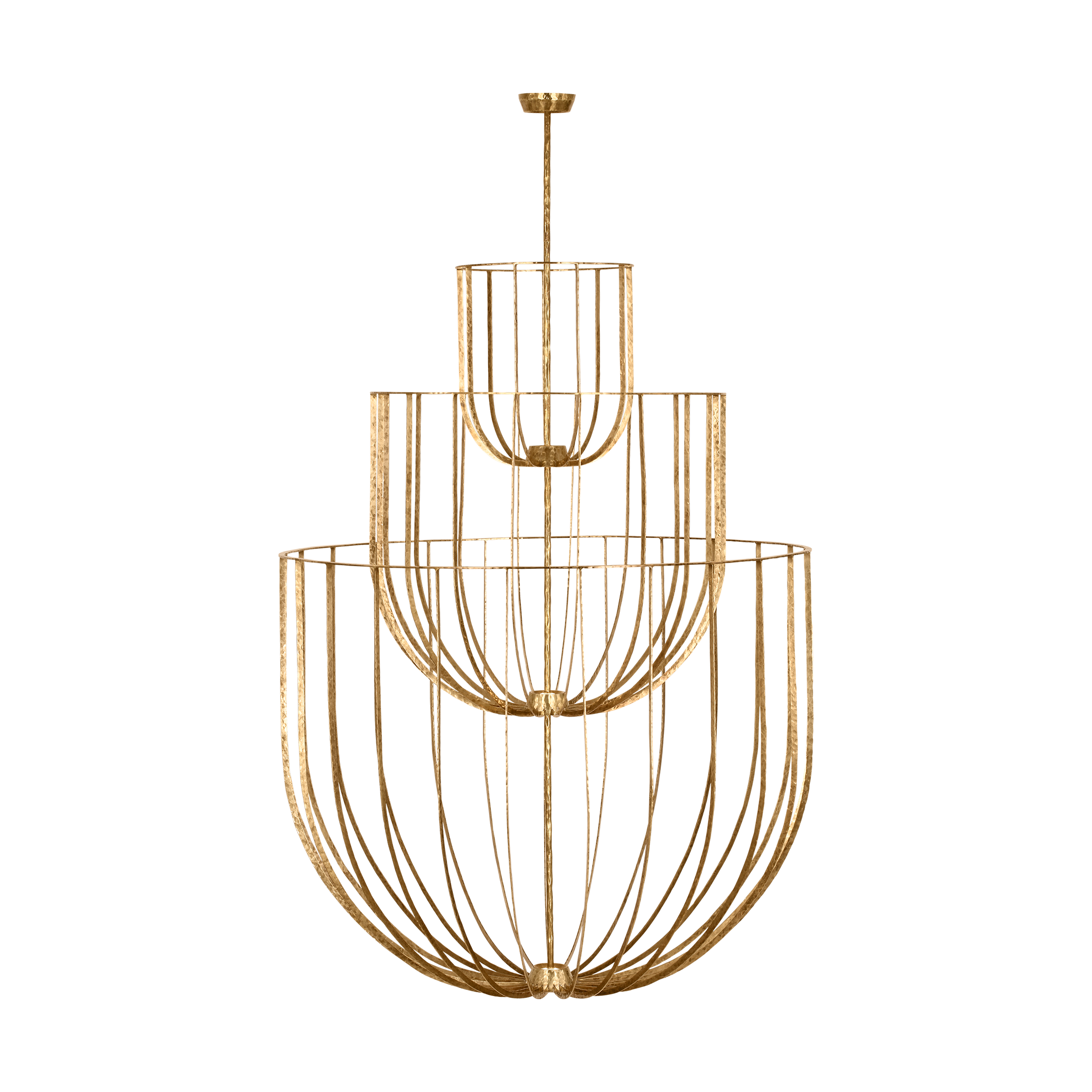 Sanchi Grande Three Tier Chandelier polished antique brass 2700K 90 CRI