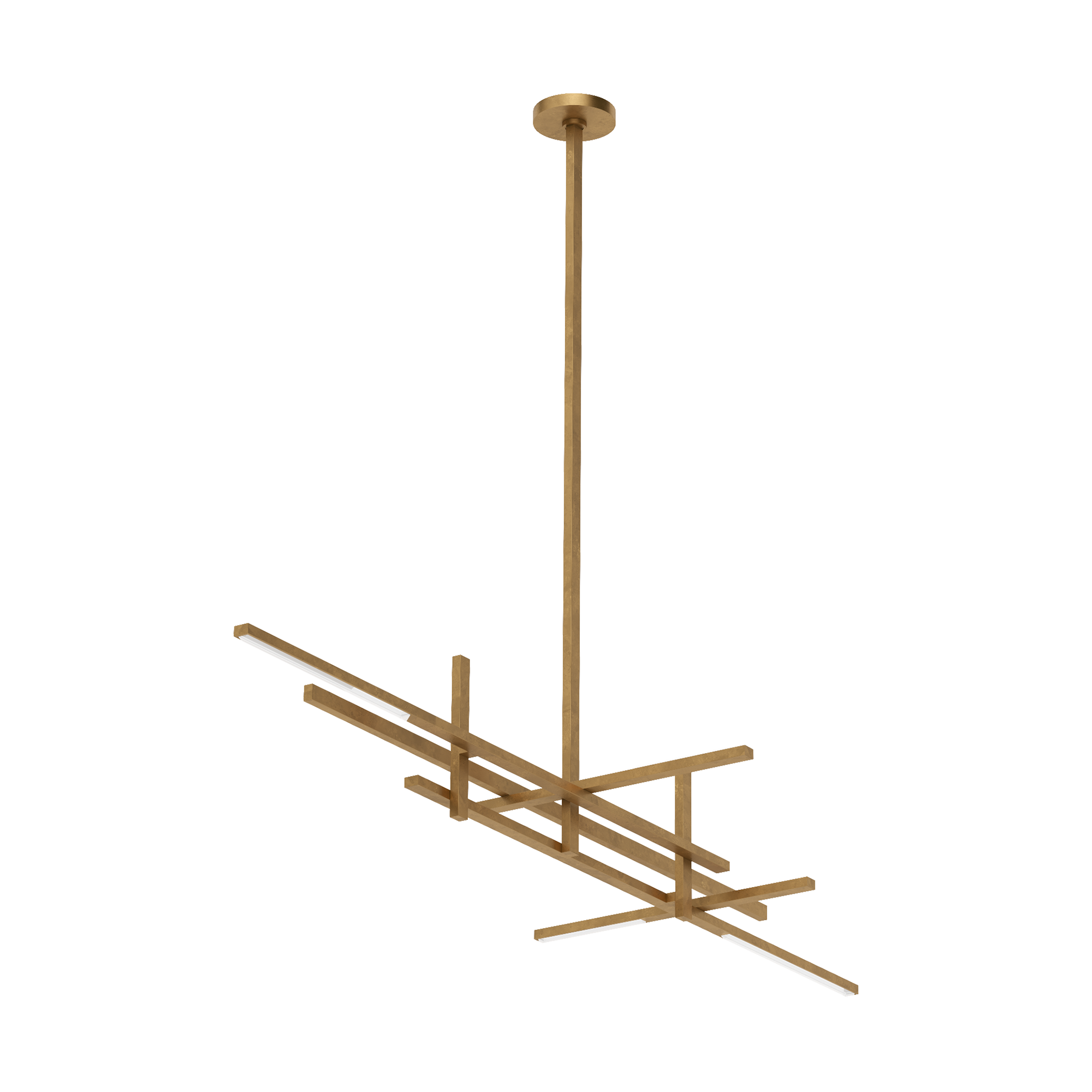 Cityscape Stacked X-Large Linear Chandelier Clear Crystal Hand Rubbed Antique Brass 2700K 90 CRI