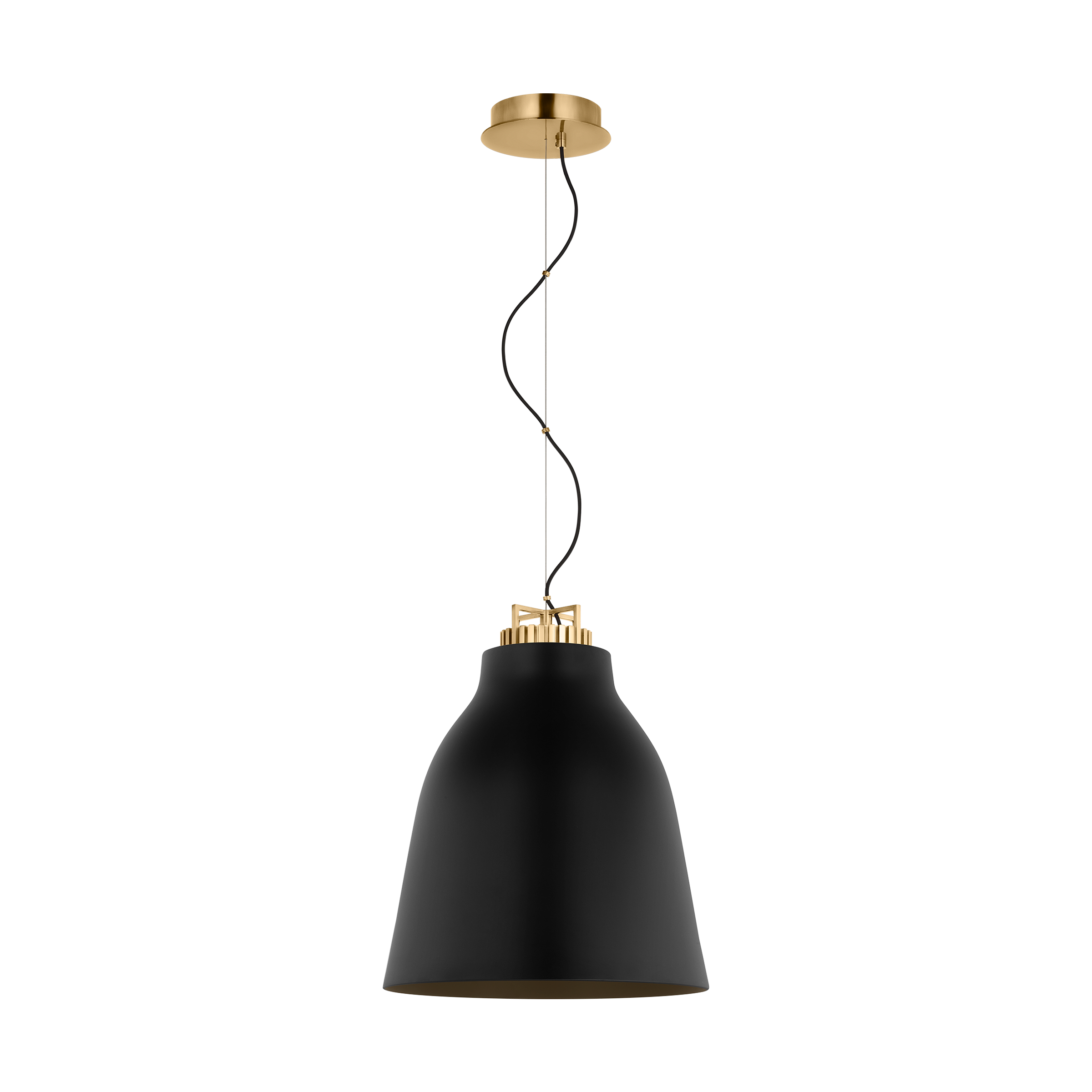 Forge Medium Tall Pendant Matte Black Natural Brass 2700K 90 CRI