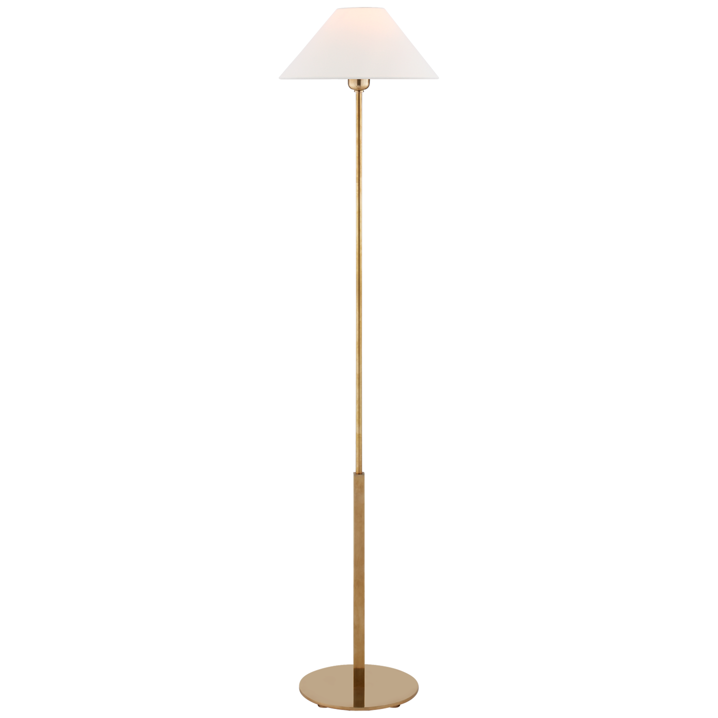 Hackney Cordless Floor Lamp in Hand-Rubbed Antique Brass with Linen Shade