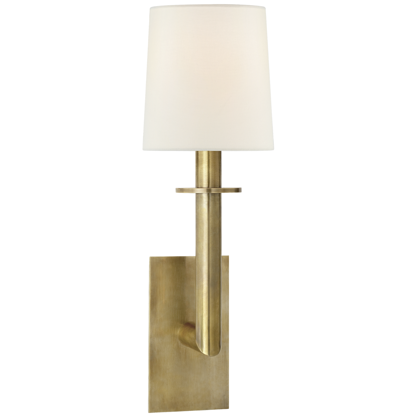 Dalston Sconce in Hand-Rubbed Antique Brass with Linen Shade Open Box