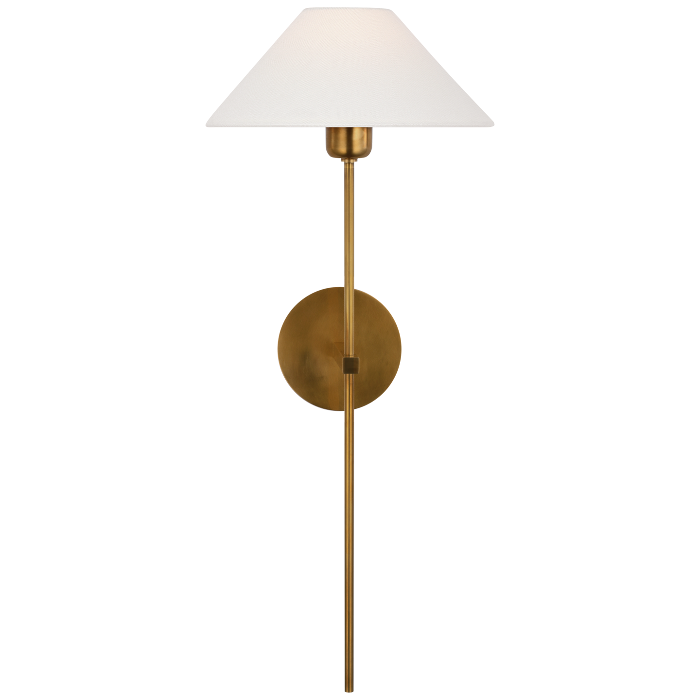 Hackney 25" Tail Sconce in Hand-Rubbed Antique Brass with Linen Shade