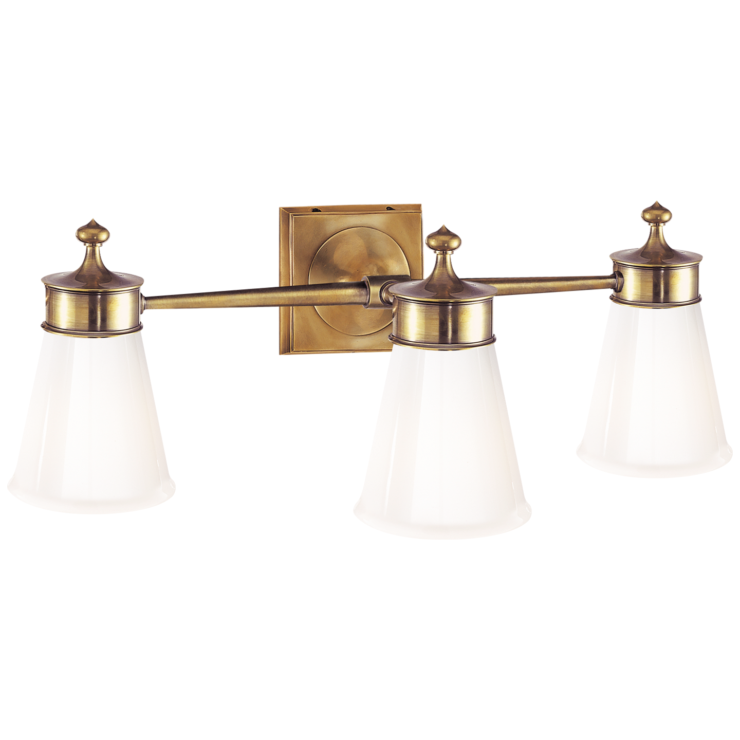 Siena Triple Sconce in Hand-Rubbed Antique Brass with White Glass Open Box