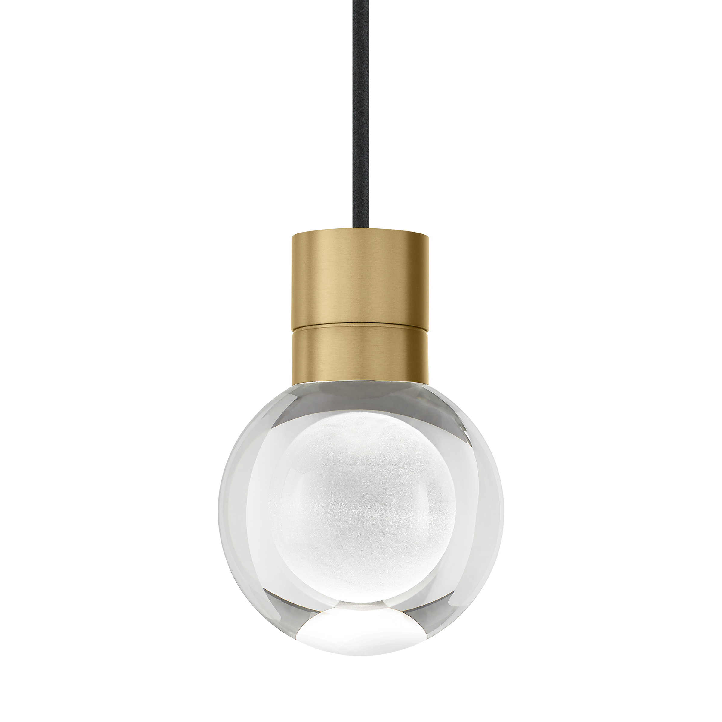 Mina Pendant 1-Light Clear Natural Brass Black Cord LED 90 CRI 2200k 120V