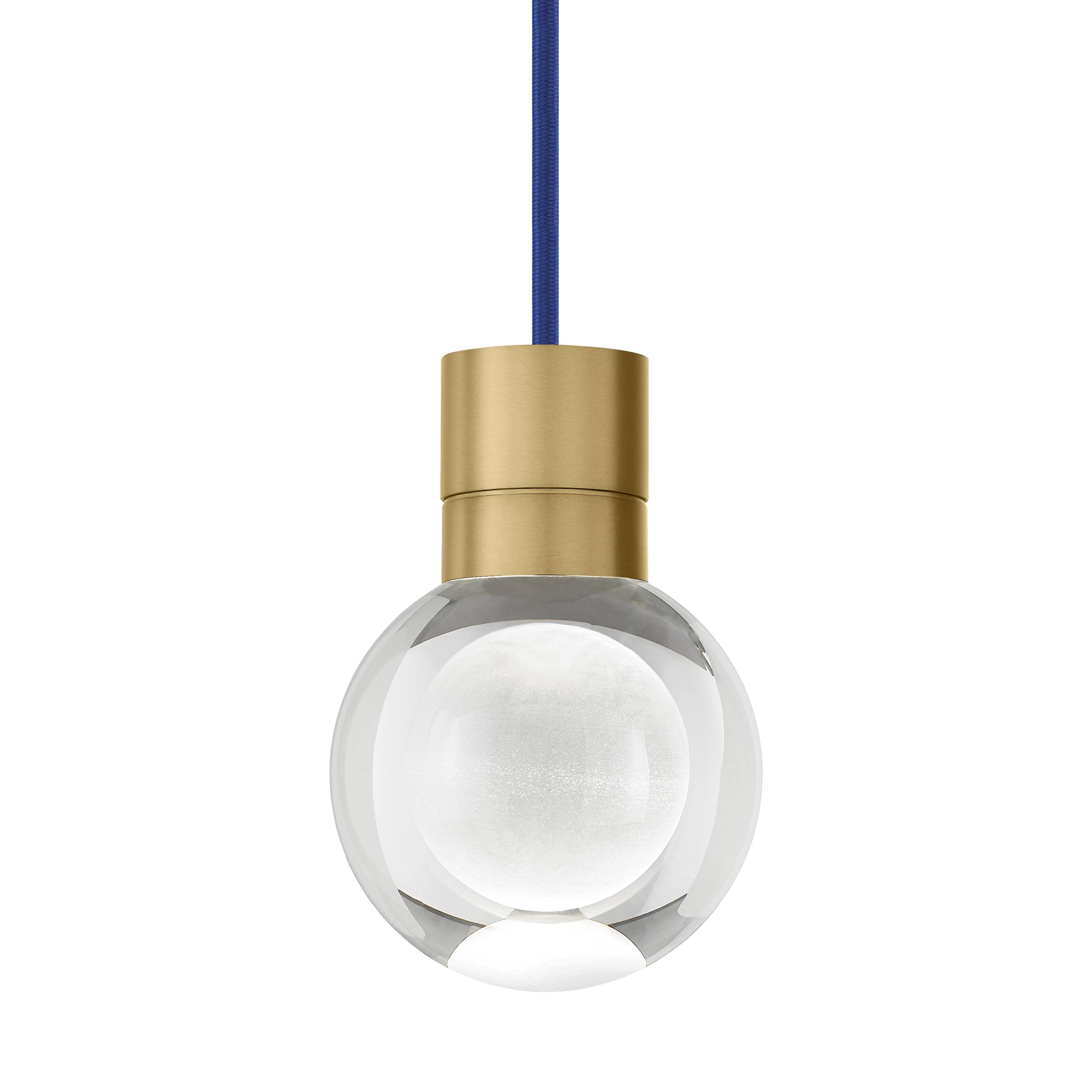 Mina Pendant 1-Light Clear Natural Brass Blue Cord LED 90 CRI 2200k 120V