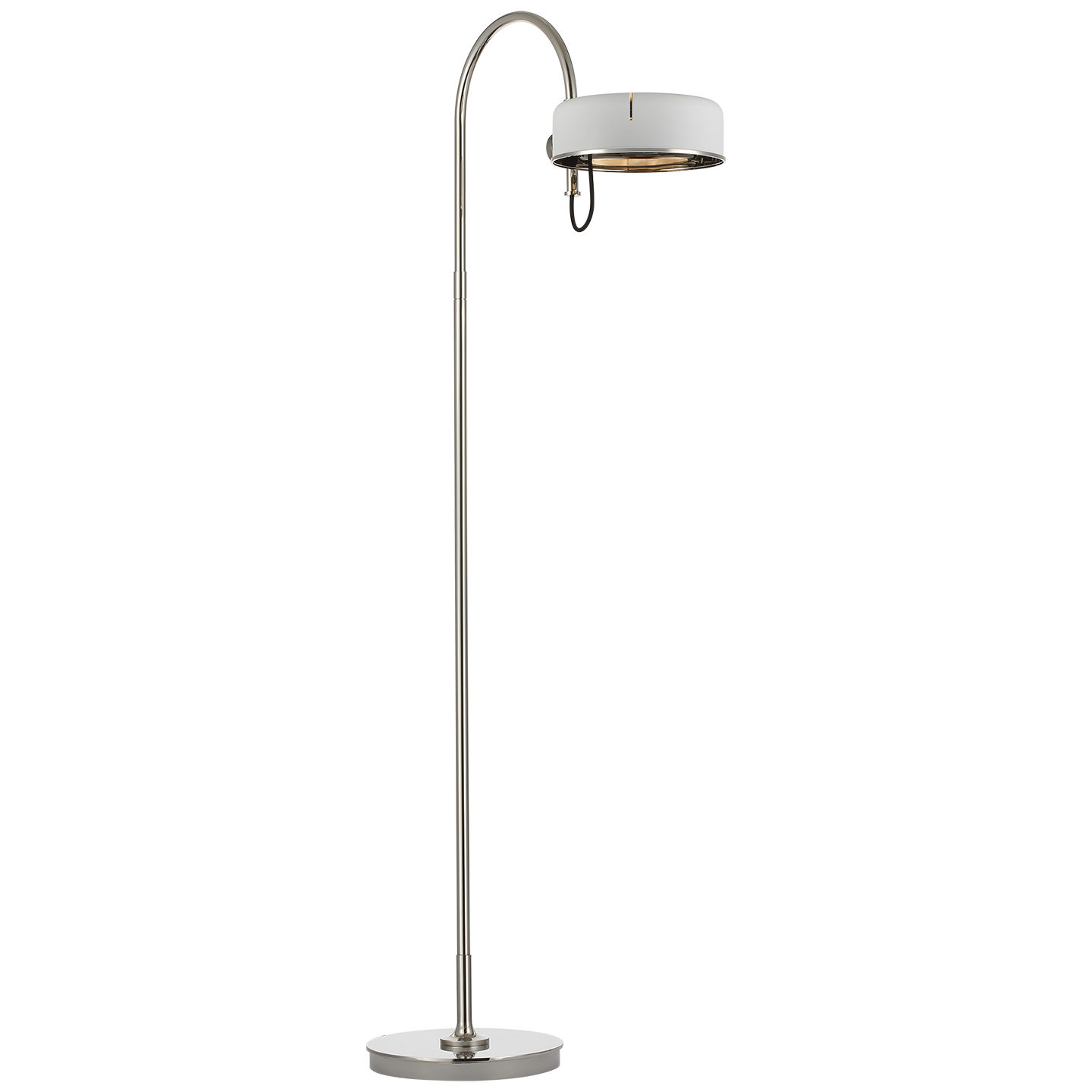 Oso 58" Articulating Reading Floor Lamp in Polished Nickel with Matte White Shade