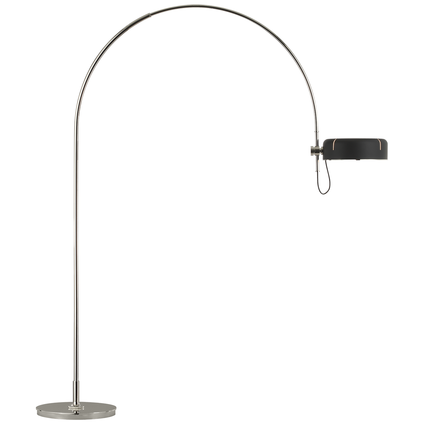Oso 75" Arc Reading Floor Lamp in Polished Nickel with Matte Black Shade