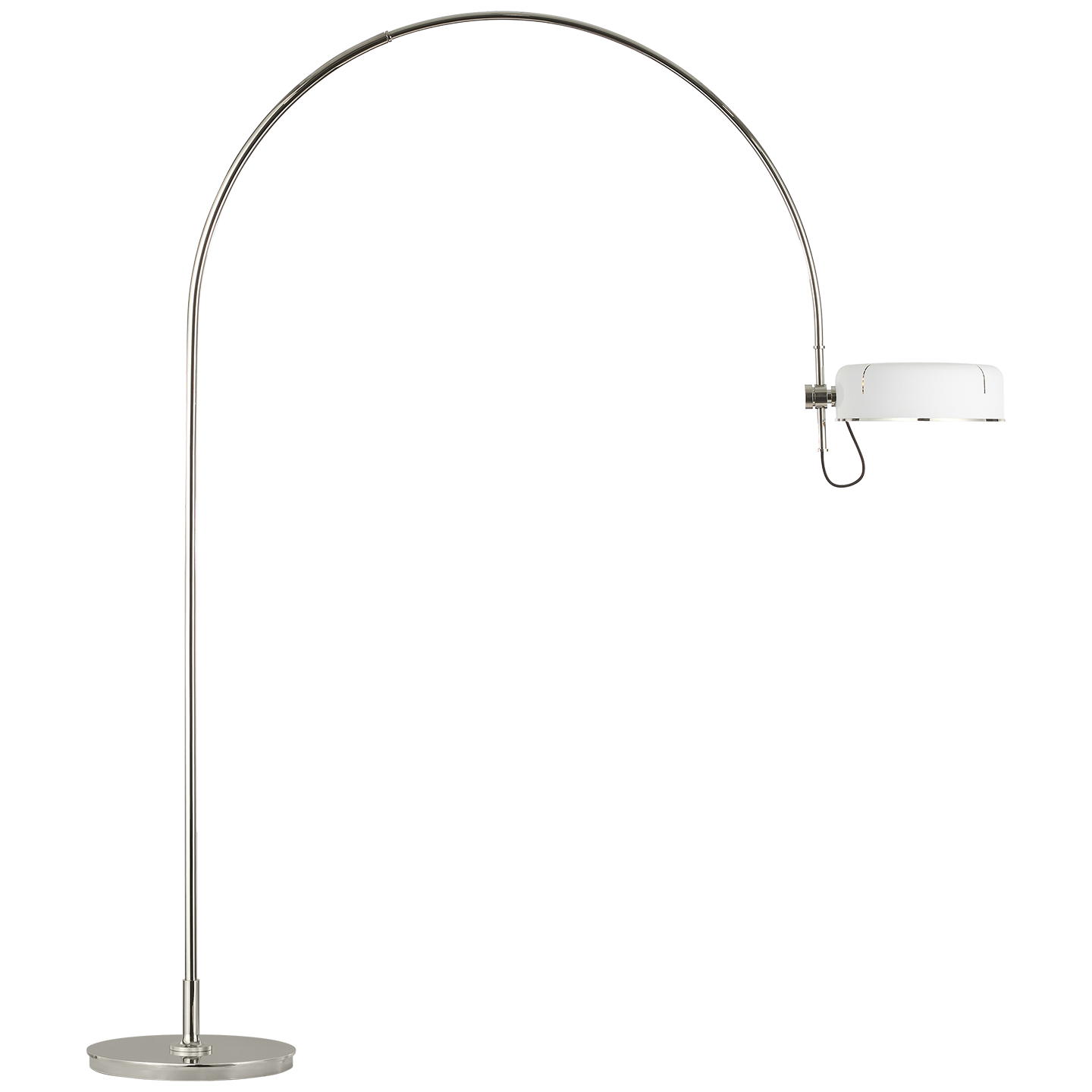 Oso 75" Arc Reading Floor Lamp in Polished Nickel with Matte White Shade