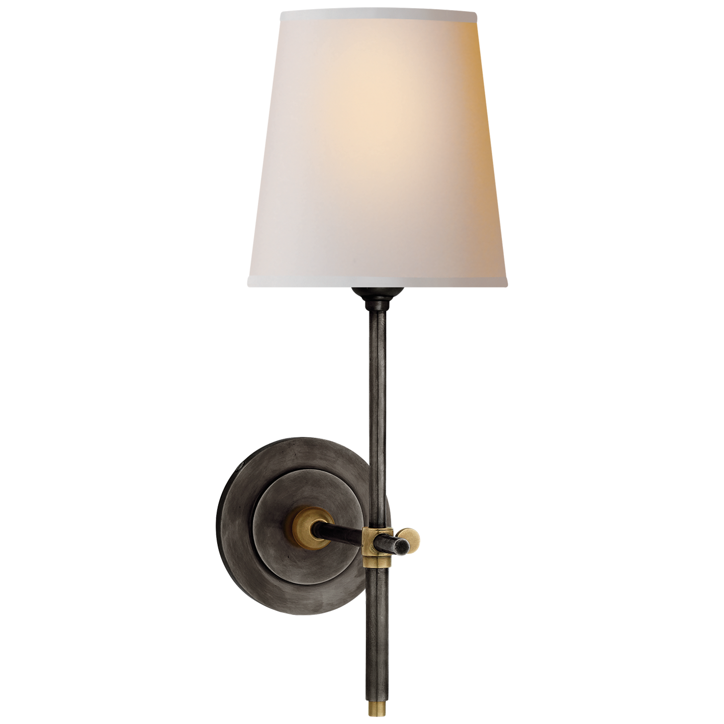 Bryant Sconce in Bronze and Hand-Rubbed Antique Brass with Natural Paper Shade Open Box