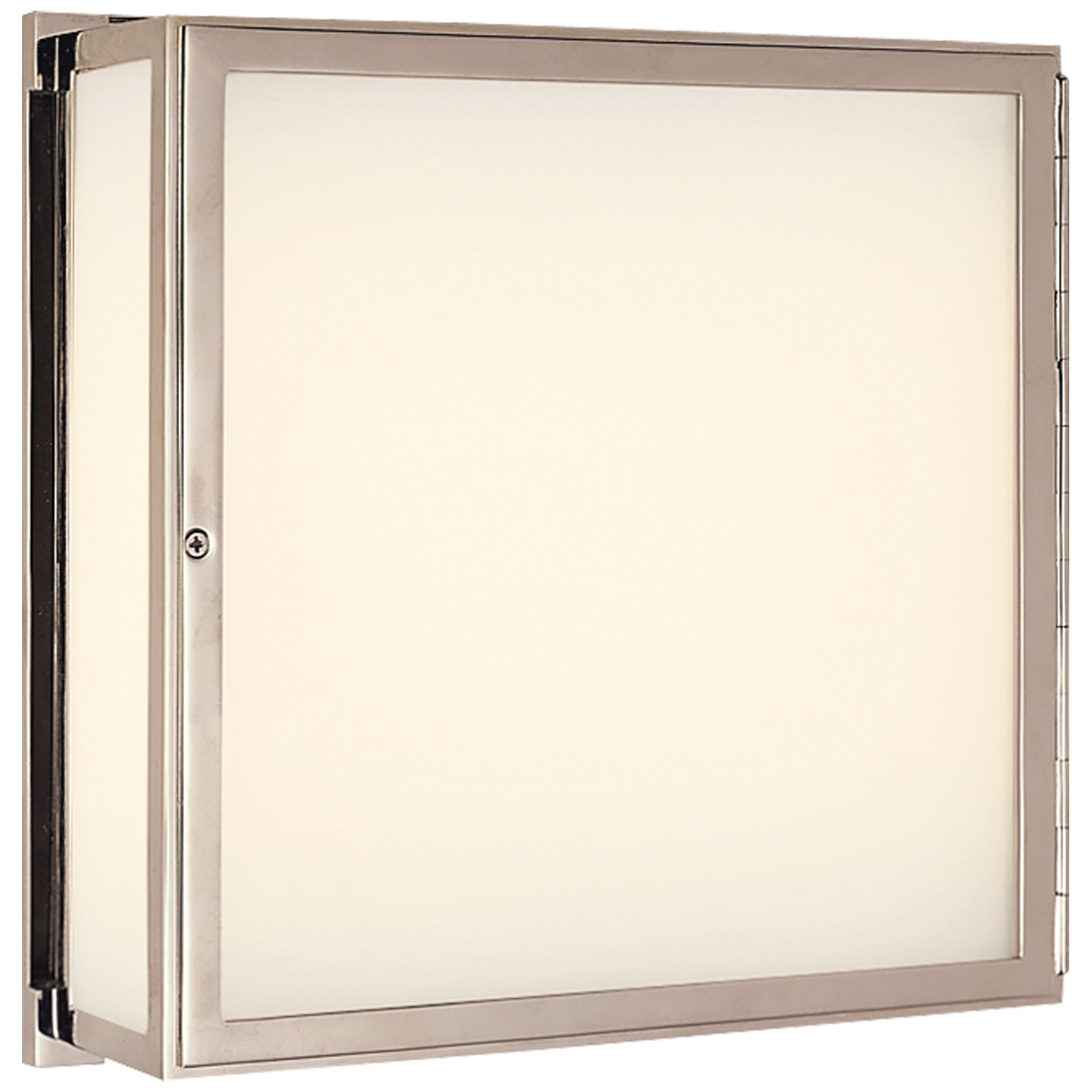 Mercer Square Box Light in Polished Nickel with White Glass Open Box