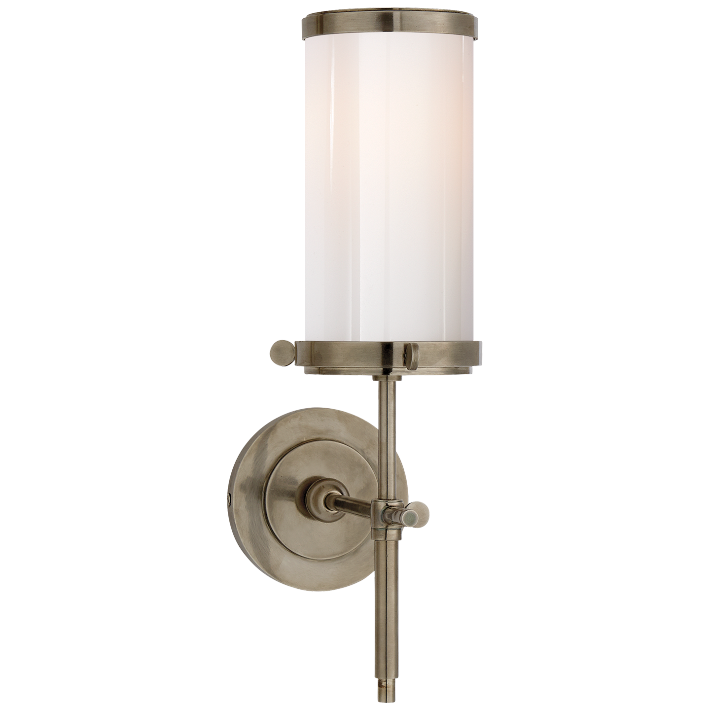 Bryant Bath Sconce in Antique Nickel with White Glass Open Box