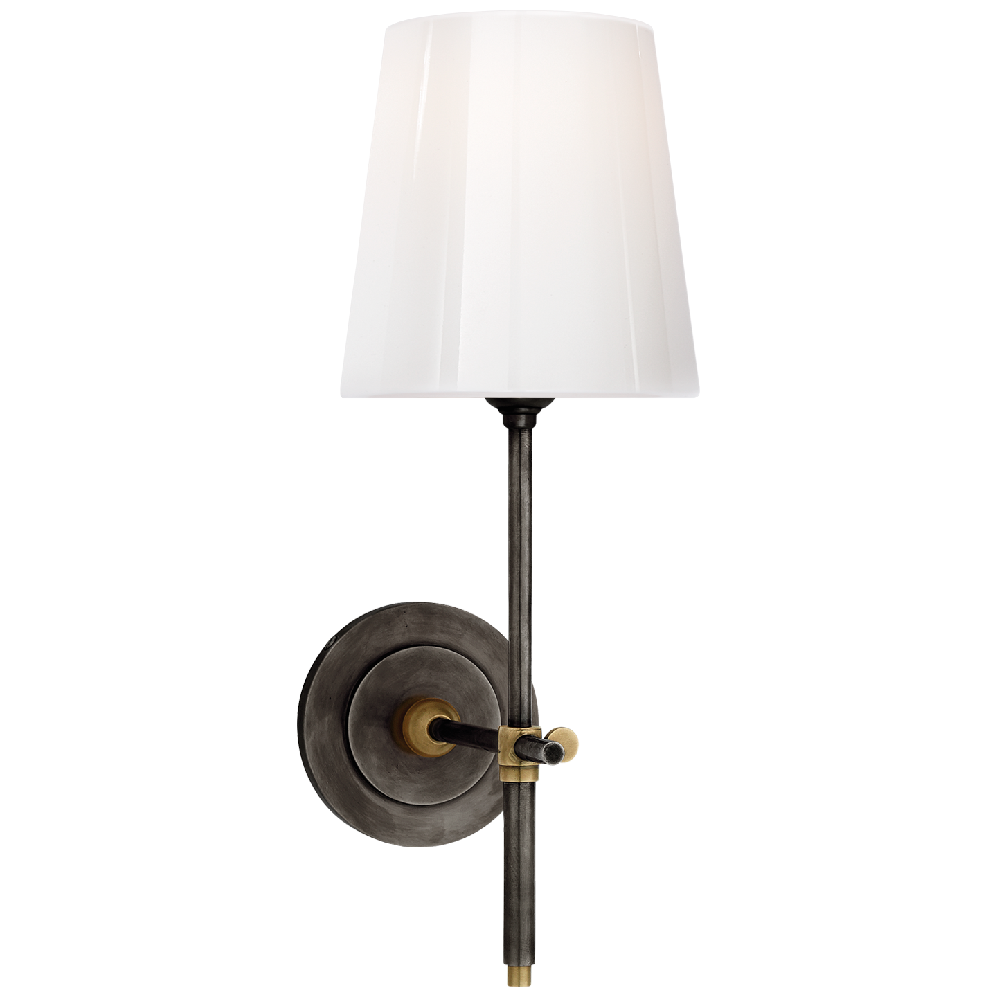 Bryant Sconce in Bronze and Hand-Rubbed Antique Brass with White Glass Open Box