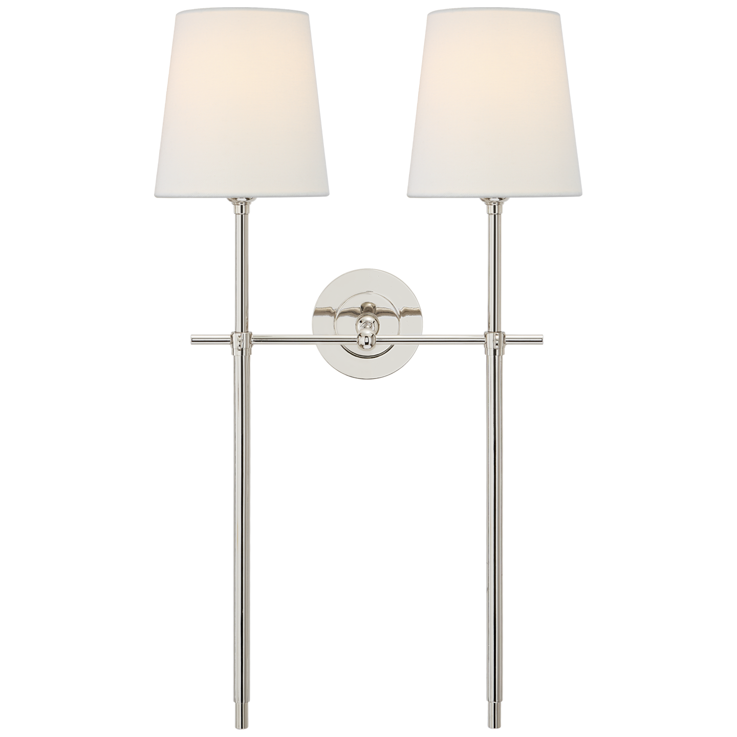 Bryant Large Double Tail Sconce in Polished Nickel with Linen Shades Open Box