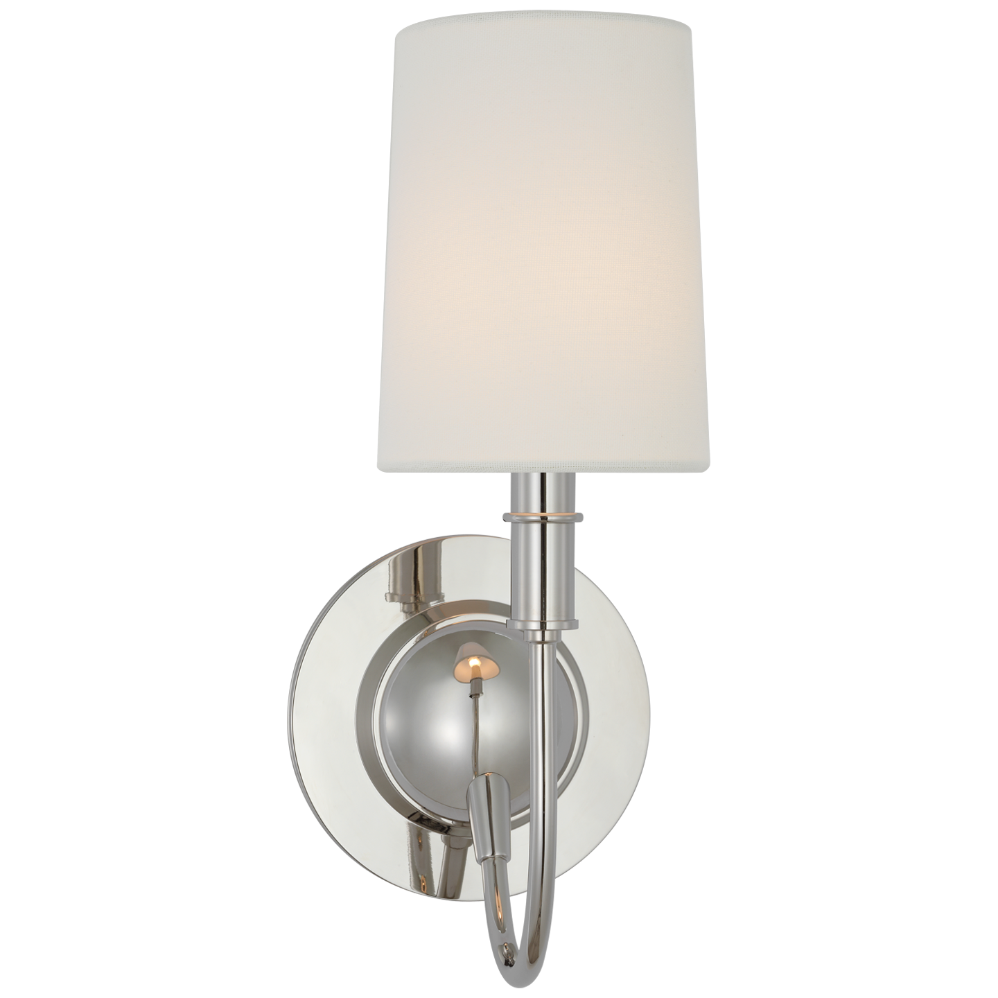 Elkins Sconce in Polished Nickel with Linen Shade Open Box