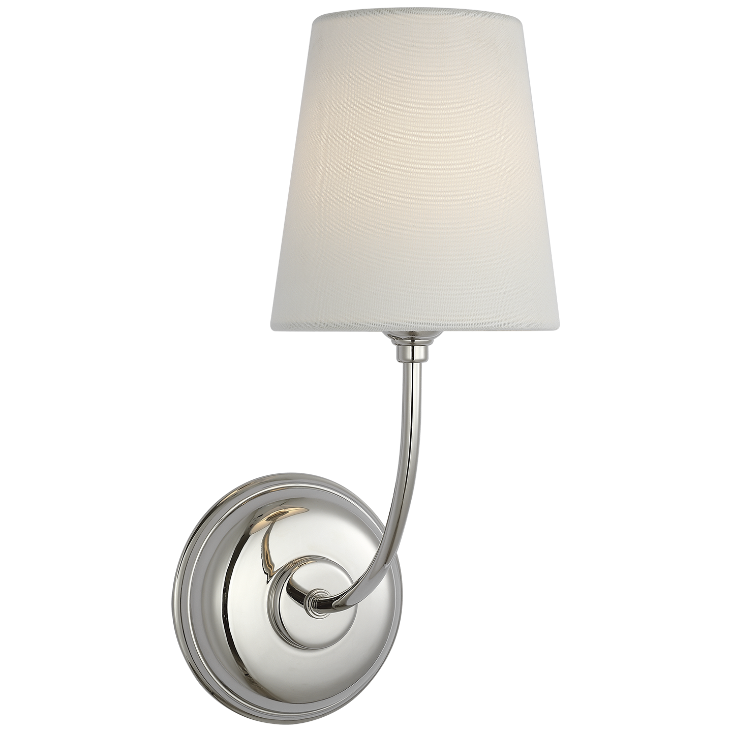 Vendome 16" Cordless Single Sconce in Polished Nickel with Linen Shade