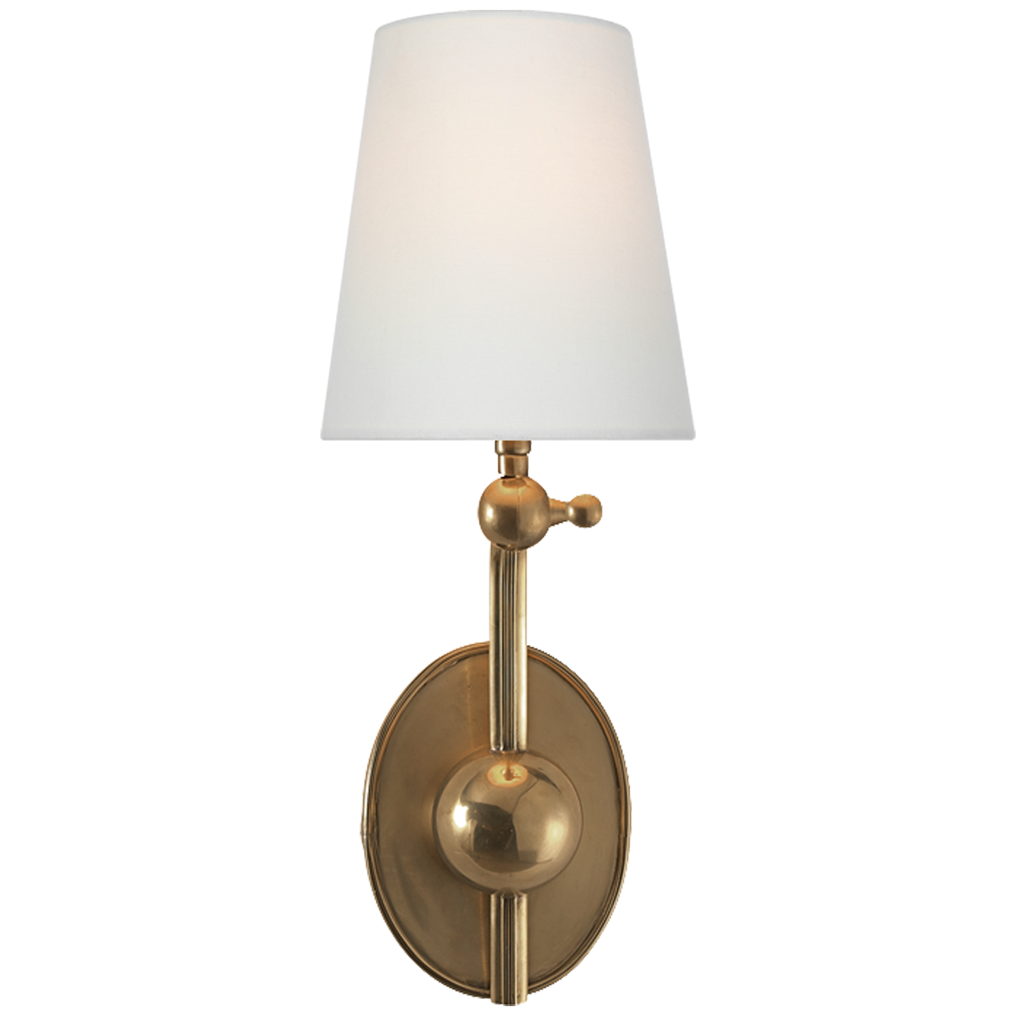 Alton Pivoting Sconce in Hand-Rubbed Antique Brass with Linen Shade Open Box