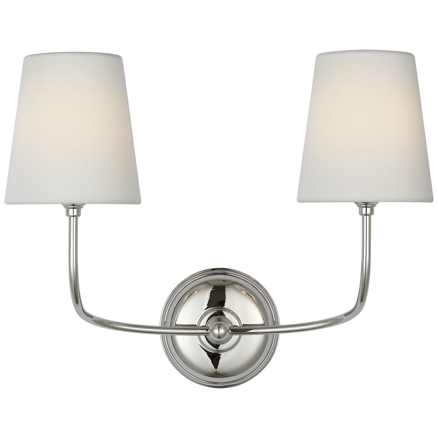 Vendome 16" Cordless Double Sconce in Polished Nickel with Linen Shades