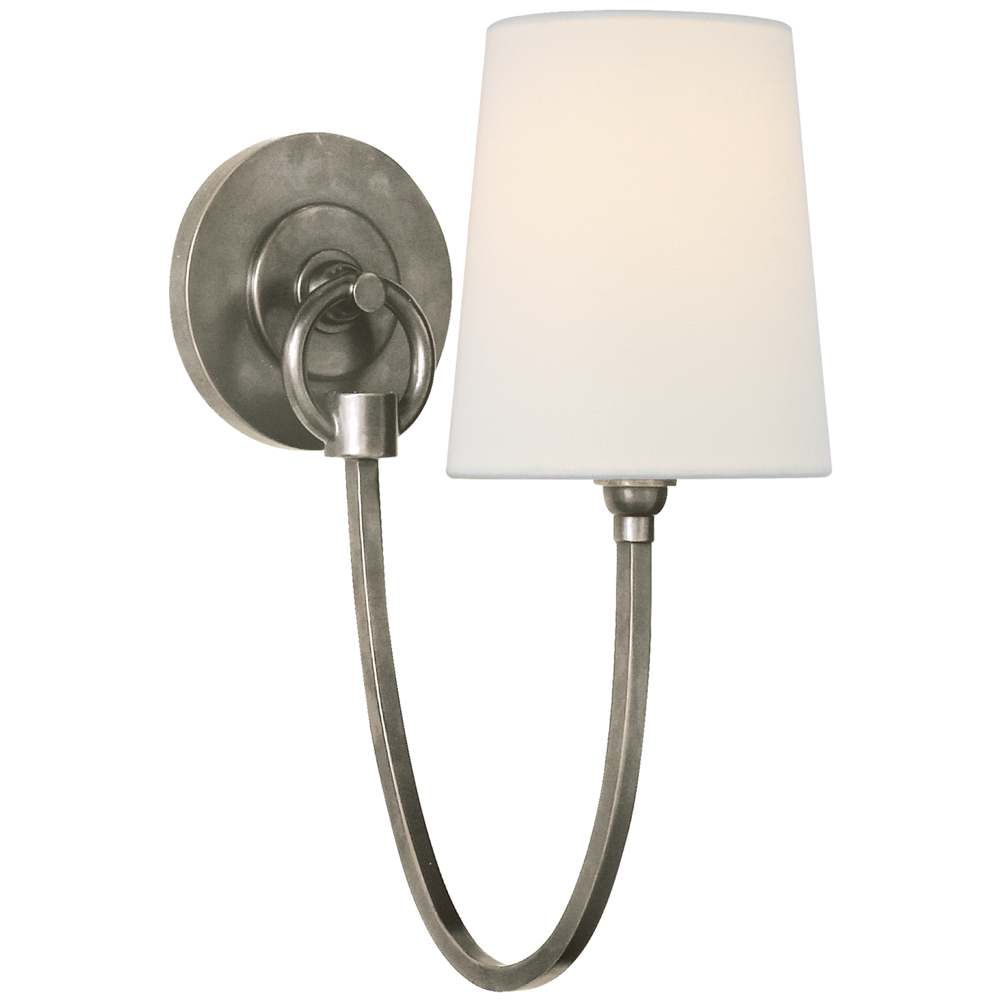 Reed Single Sconce in Antique Nickel with Linen Shade Open Box