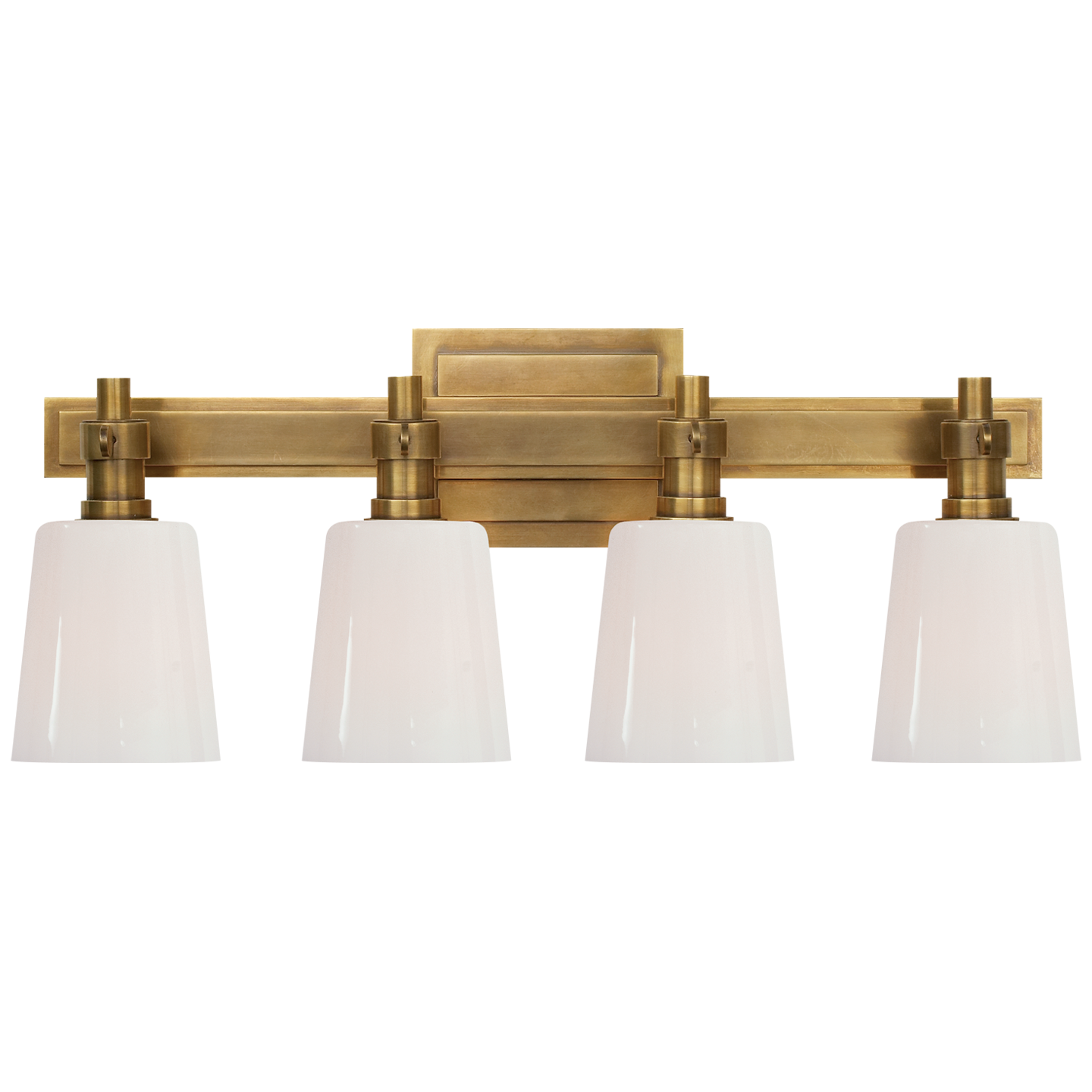 Bryant Four-Light Bath Sconce in Hand-Rubbed Antique Brass with White Glass Open Box