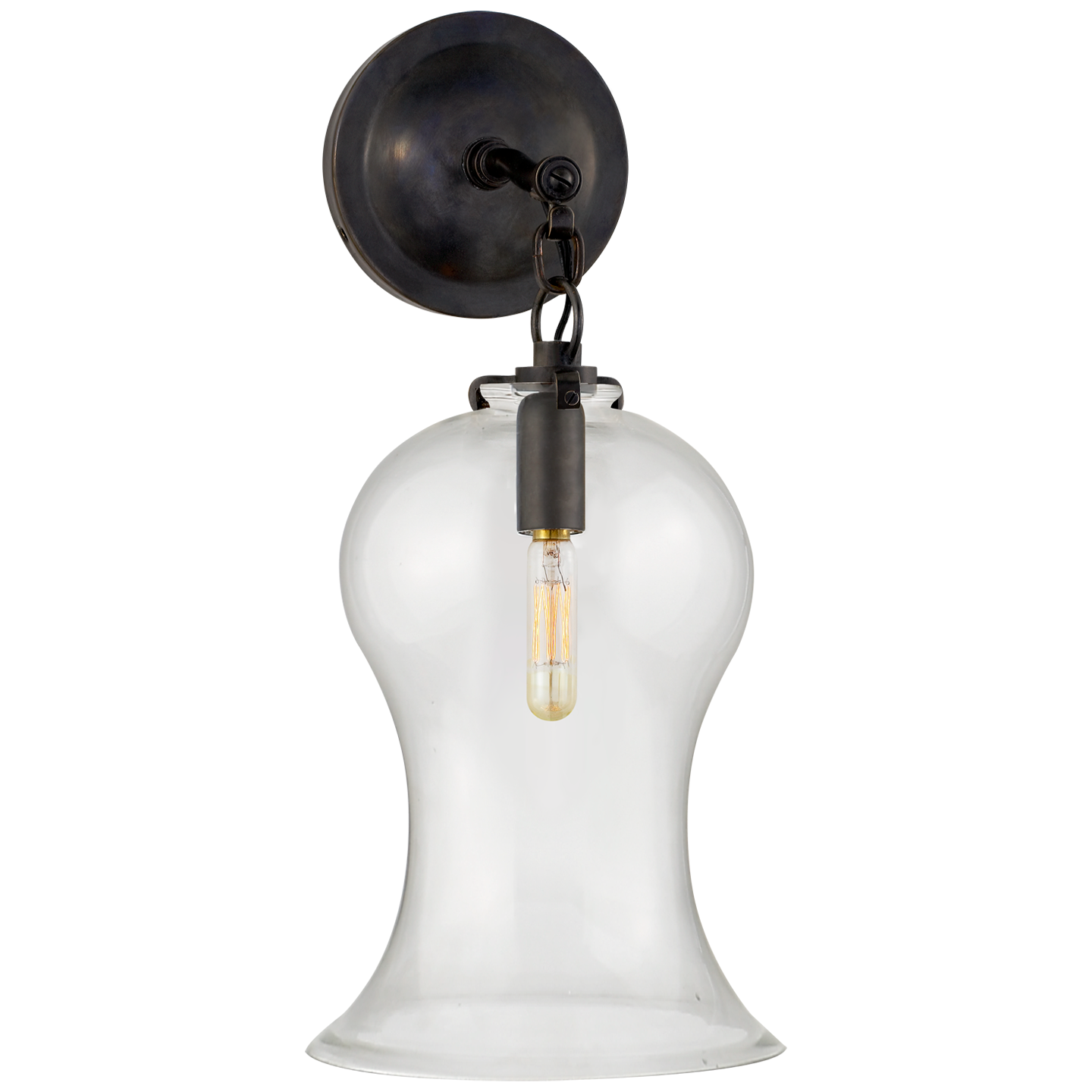 Katie Small Bell Jar Sconce in Bronze with Clear Glass