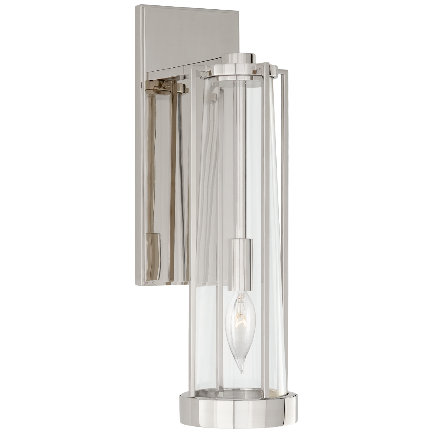 Calix Bracketed Sconce in Polished Nickel with Clear Glass Open Box
