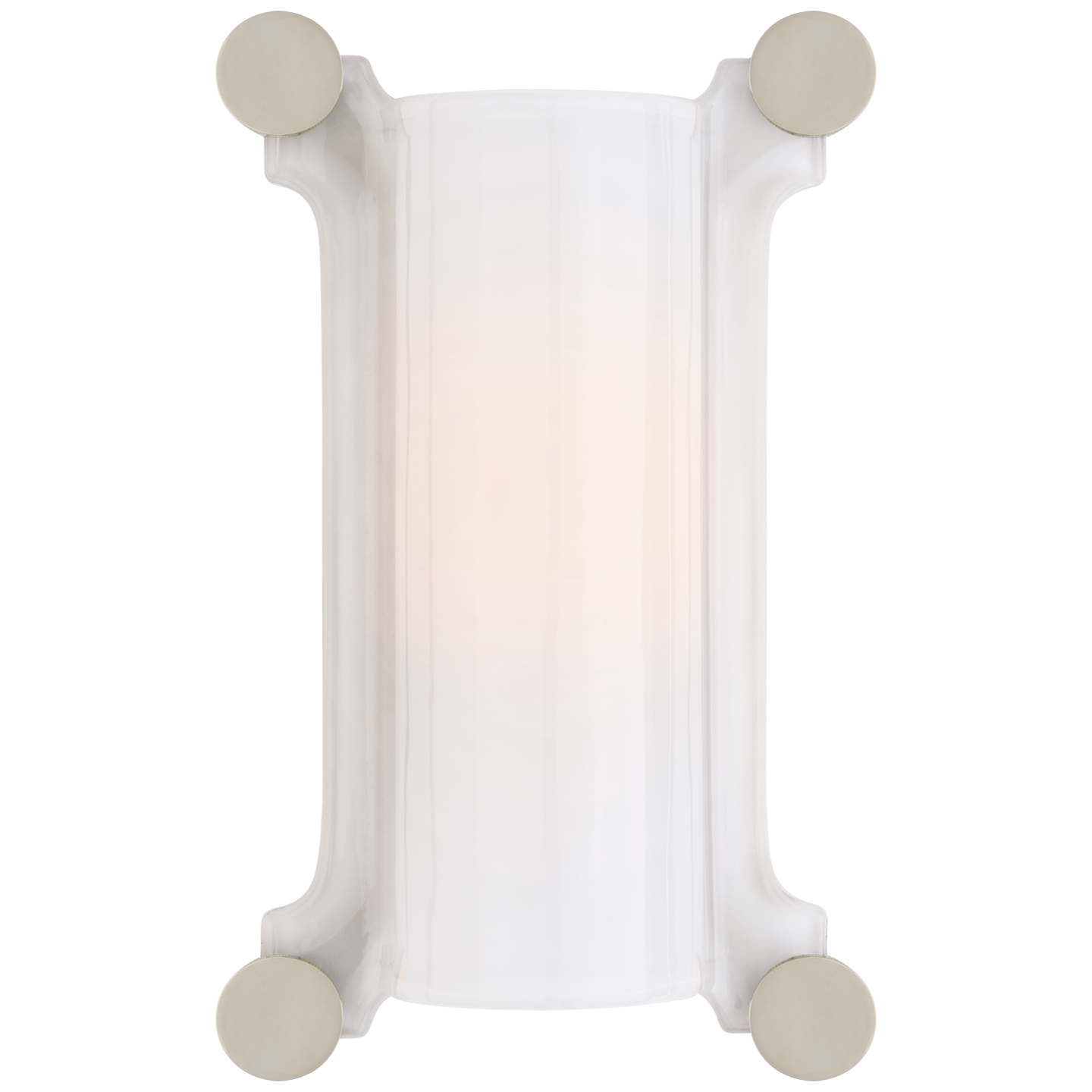 Chirac Small Sconce in Polished Nickel with White Glass Open Box