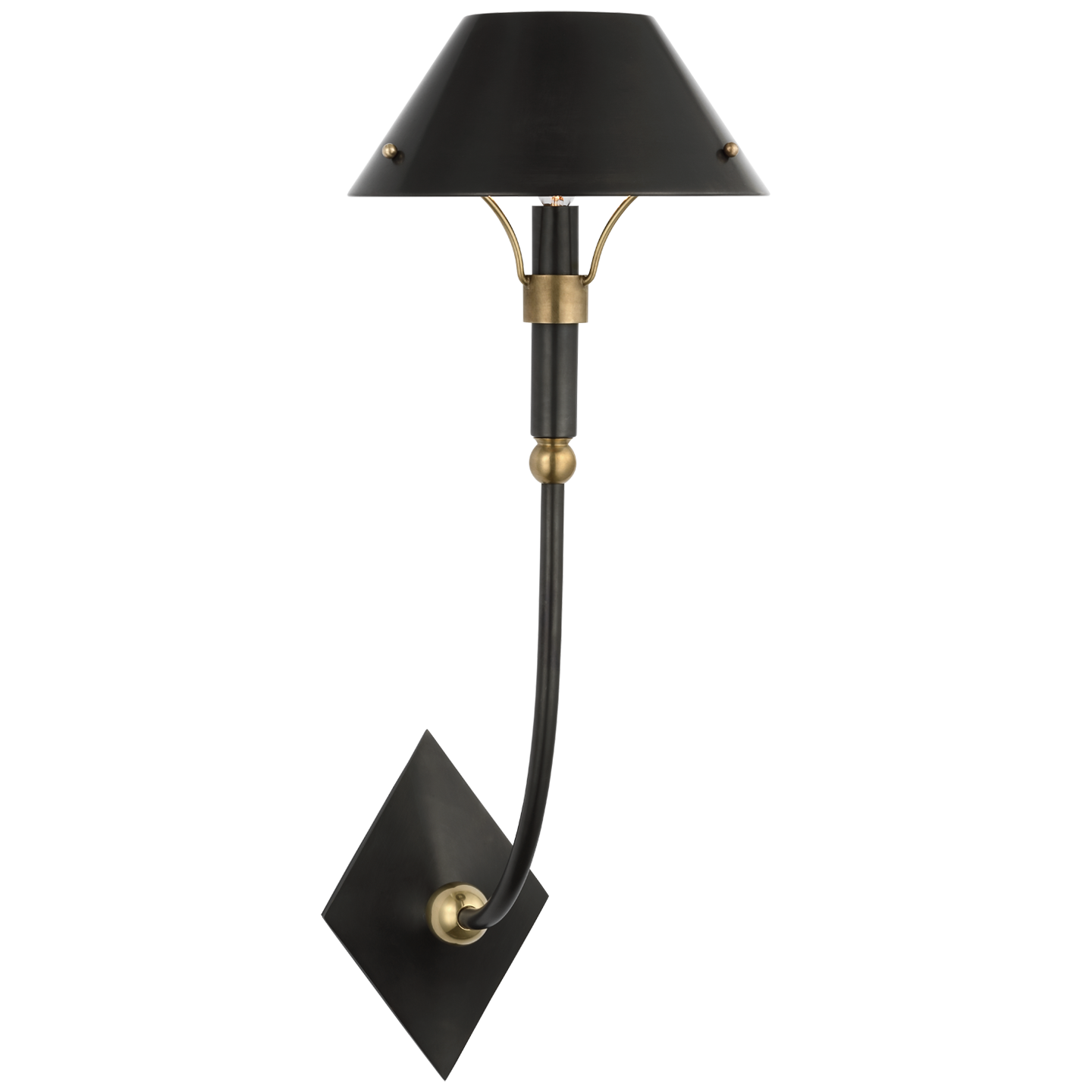 Turlington Large Sconce in Bronze and Hand-Rubbed Antique Brass with Bronze Shade