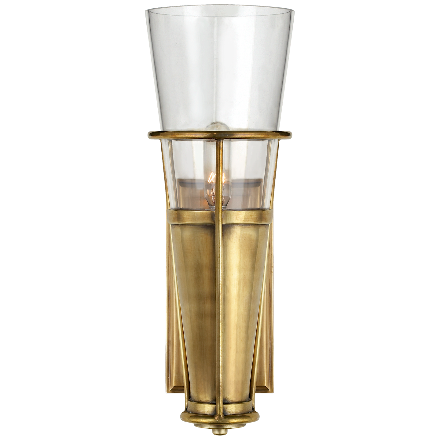 Robinson Single Sconce in Hand-Rubbed Antique Brass with Clear Glass Open Box