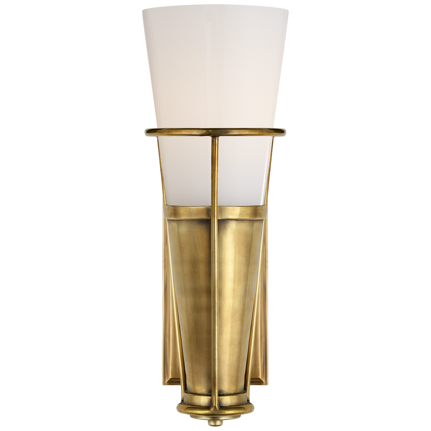 Robinson Single Sconce in Hand-Rubbed Antique Brass with White Glass Open Box
