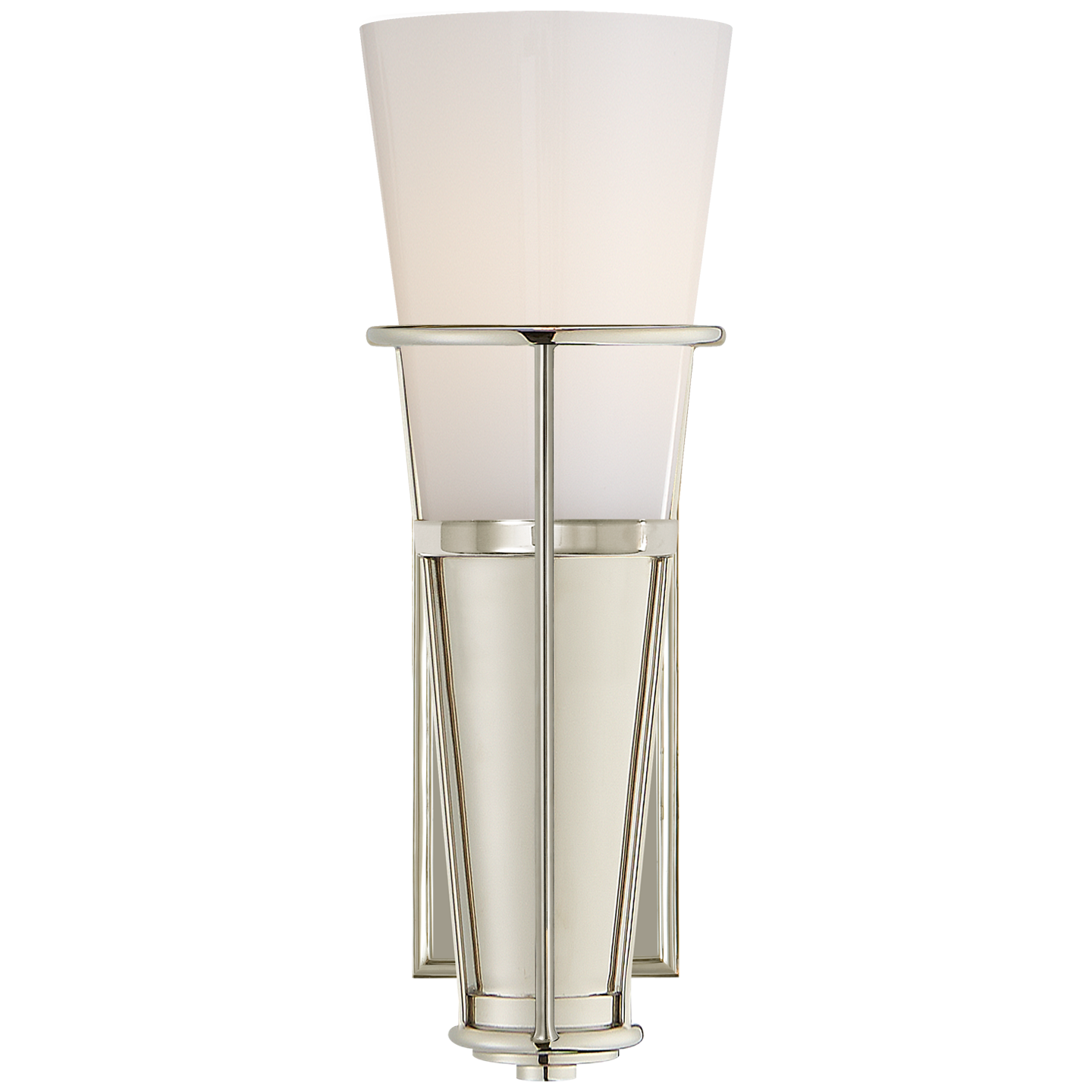Robinson Single Sconce in Polished Nickel with White Glass Open Box