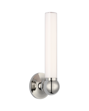 Jeffery Tall Bath Sconce in Polished Nickel with White Glass Open Box