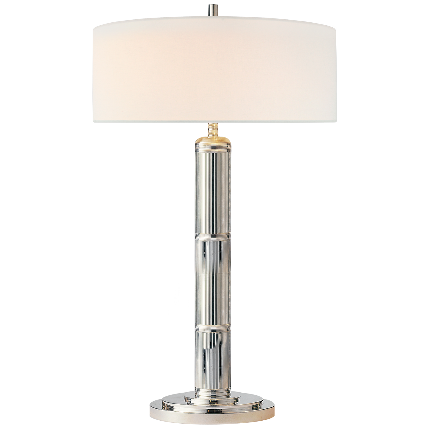 Longacre Tall Table Lamp in Polished Nickel with Linen Shade Open Box