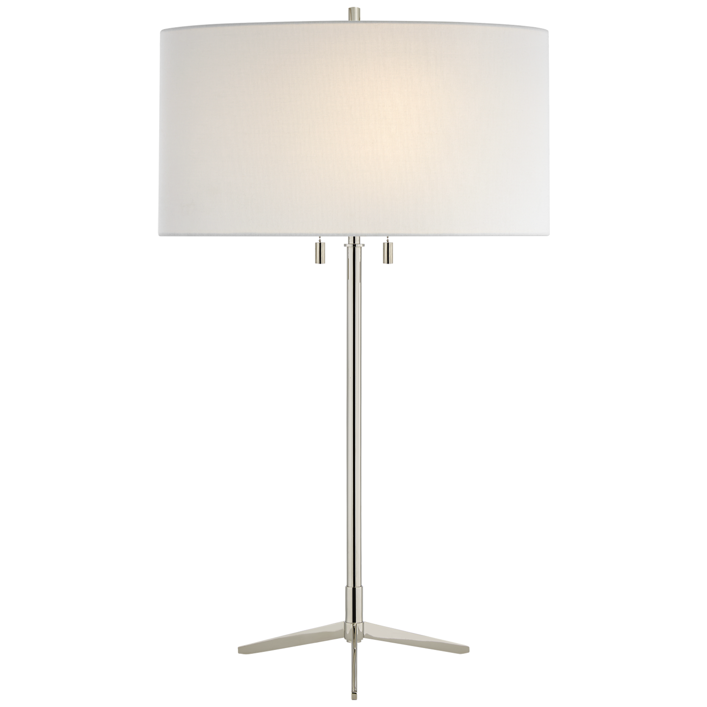 Caron Table Lamp in Polished Nickel with Linen Shade Open Box