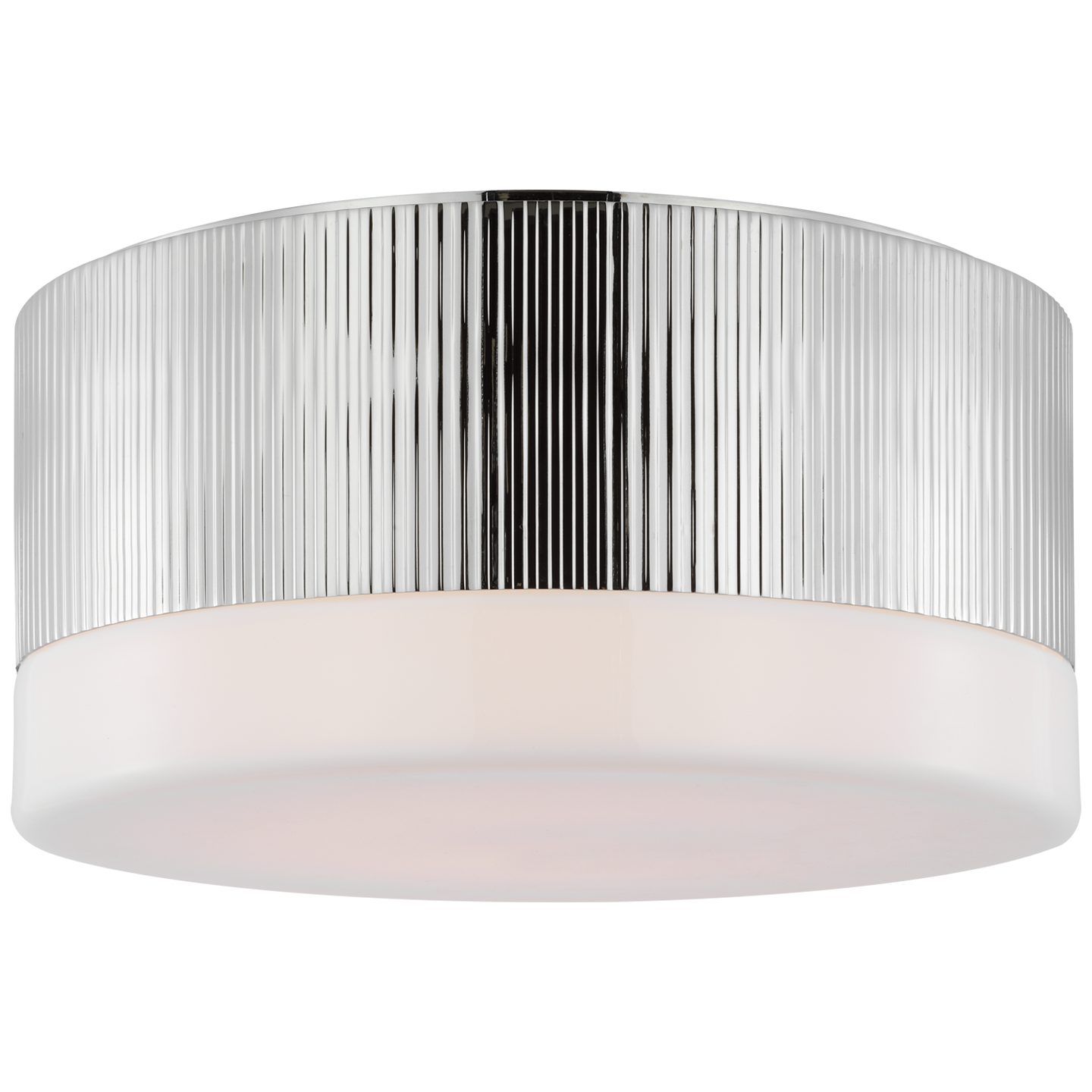 Ace 12" Flush Mount in Polished Nickel with White Glass  Open Box