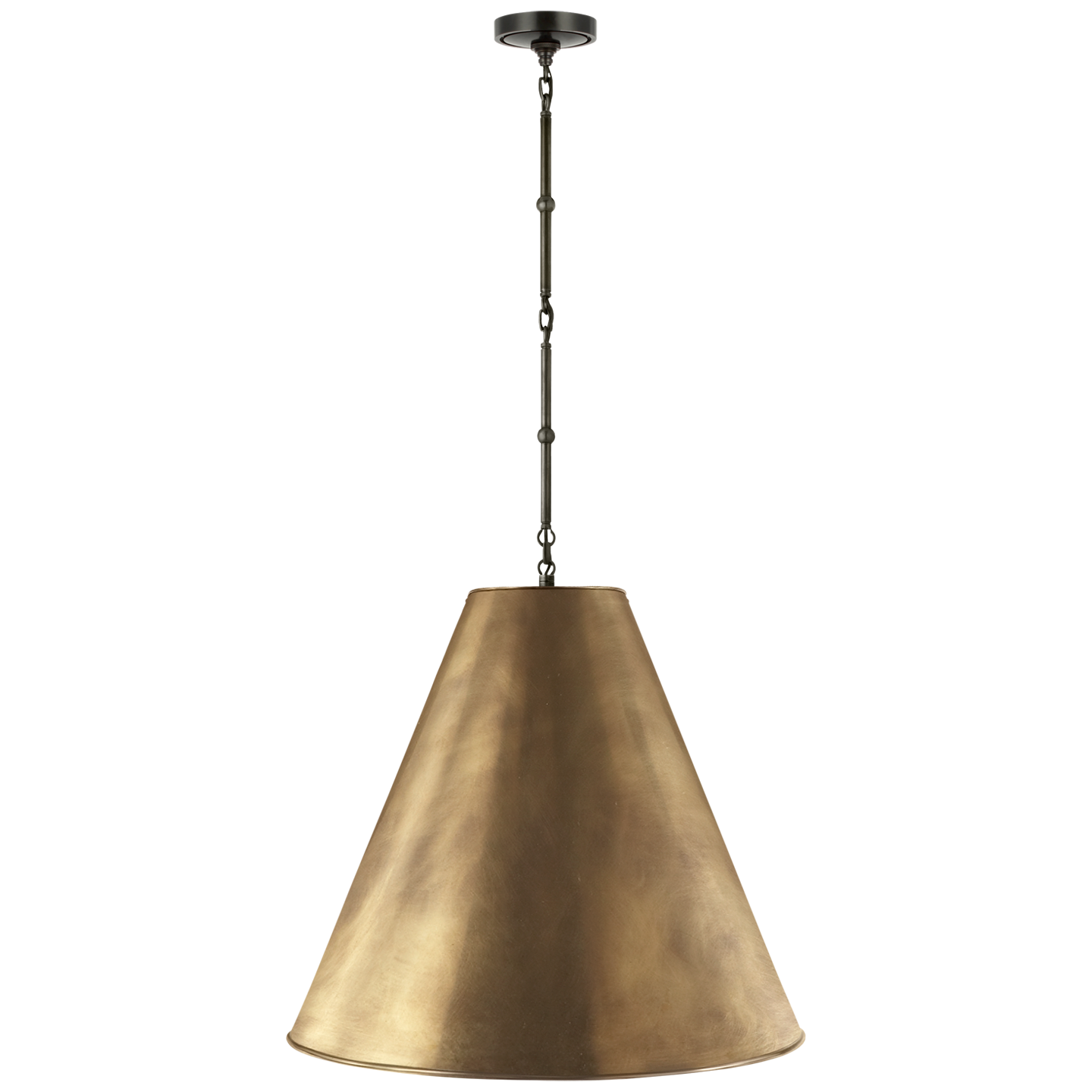 Goodman Large Hanging Lamp in Bronze with Hand-Rubbed Antique Brass Shade Open Box