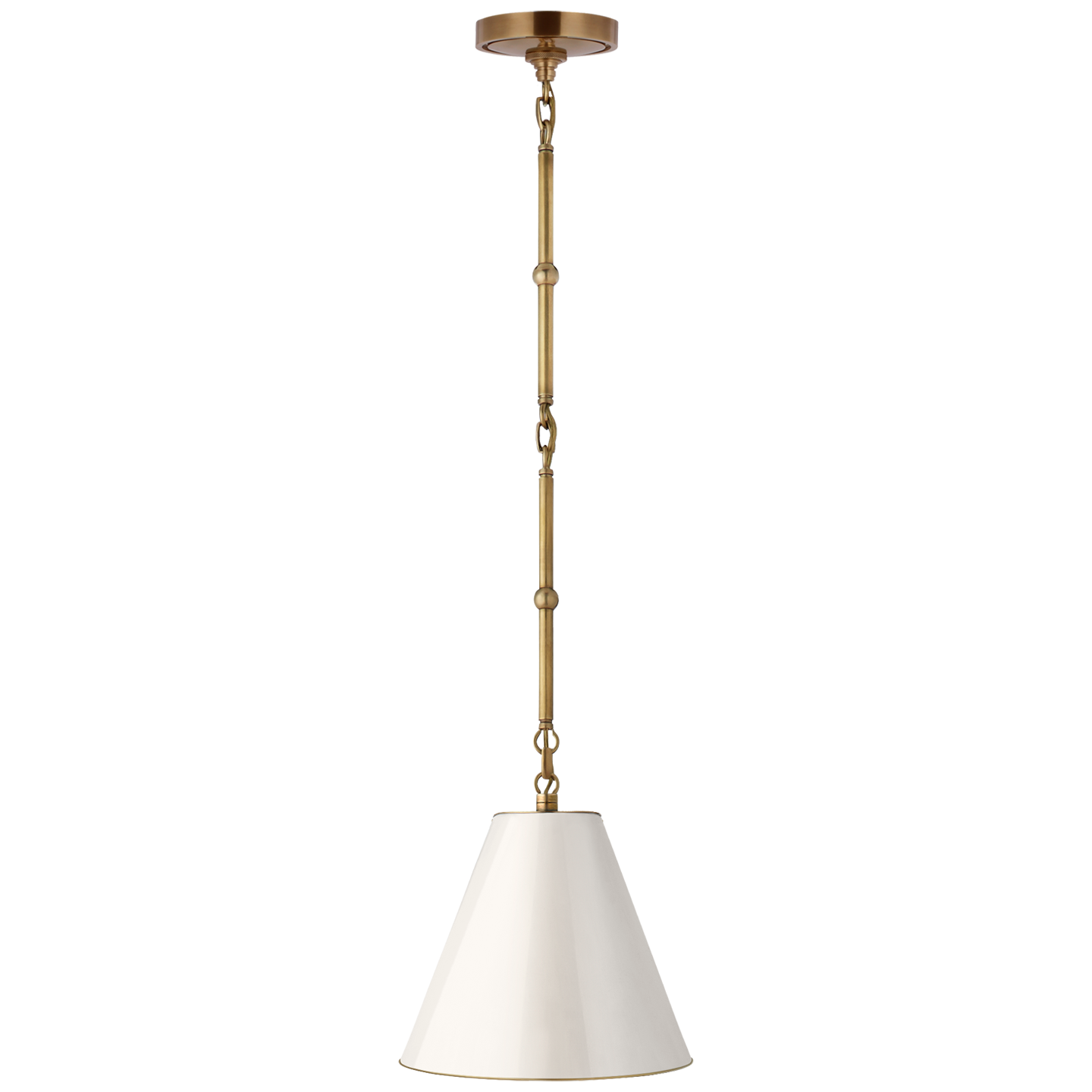 Goodman Petite Hanging Shade in Hand-Rubbed Antique Brass with Antique White Shade Open Box