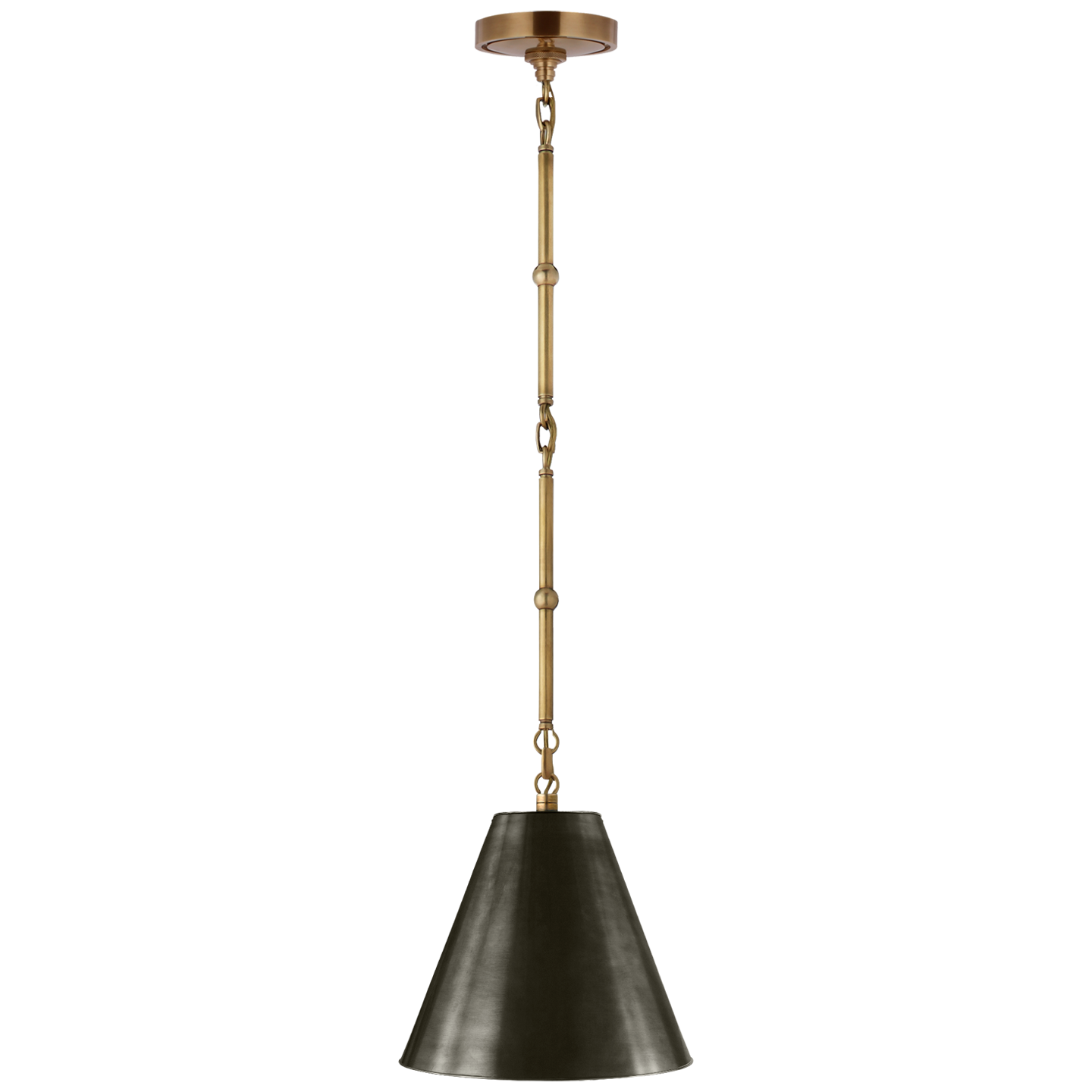 Goodman Petite Hanging Shade in Hand-Rubbed Antique Brass with Bronze Shade Open Box