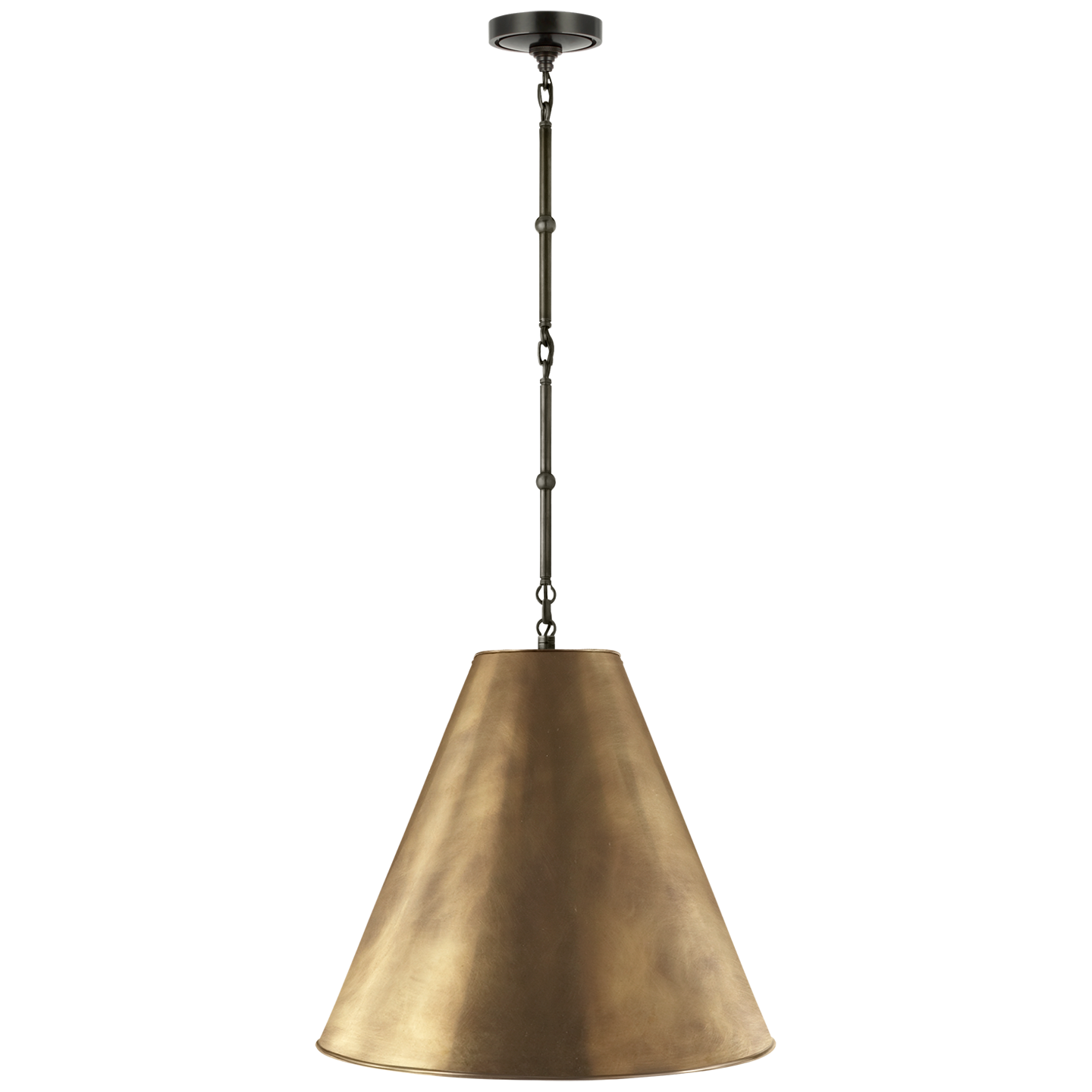 Goodman Medium Hanging Light in Bronze with Hand-Rubbed Antique Brass Shade Open Box