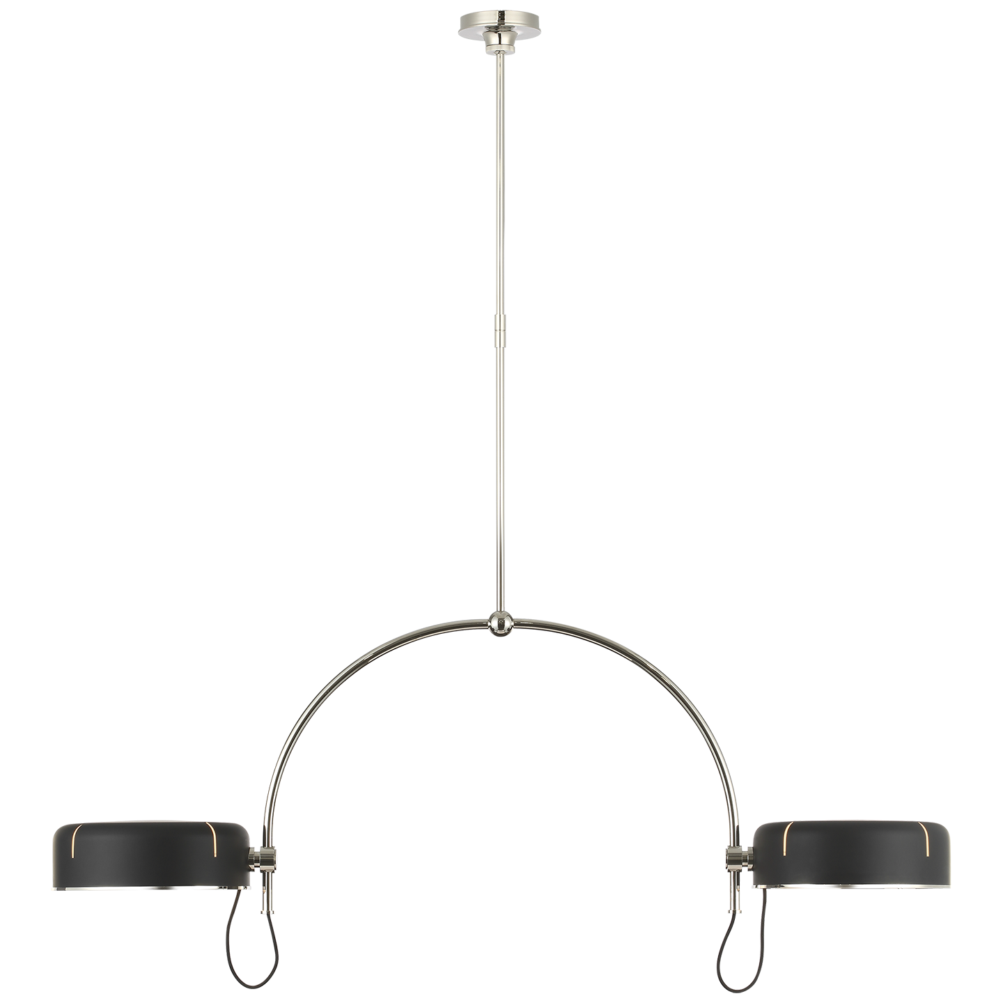 Oso 54" Linear Arched Pendant in Polished Nickel with Matte Black Shade
