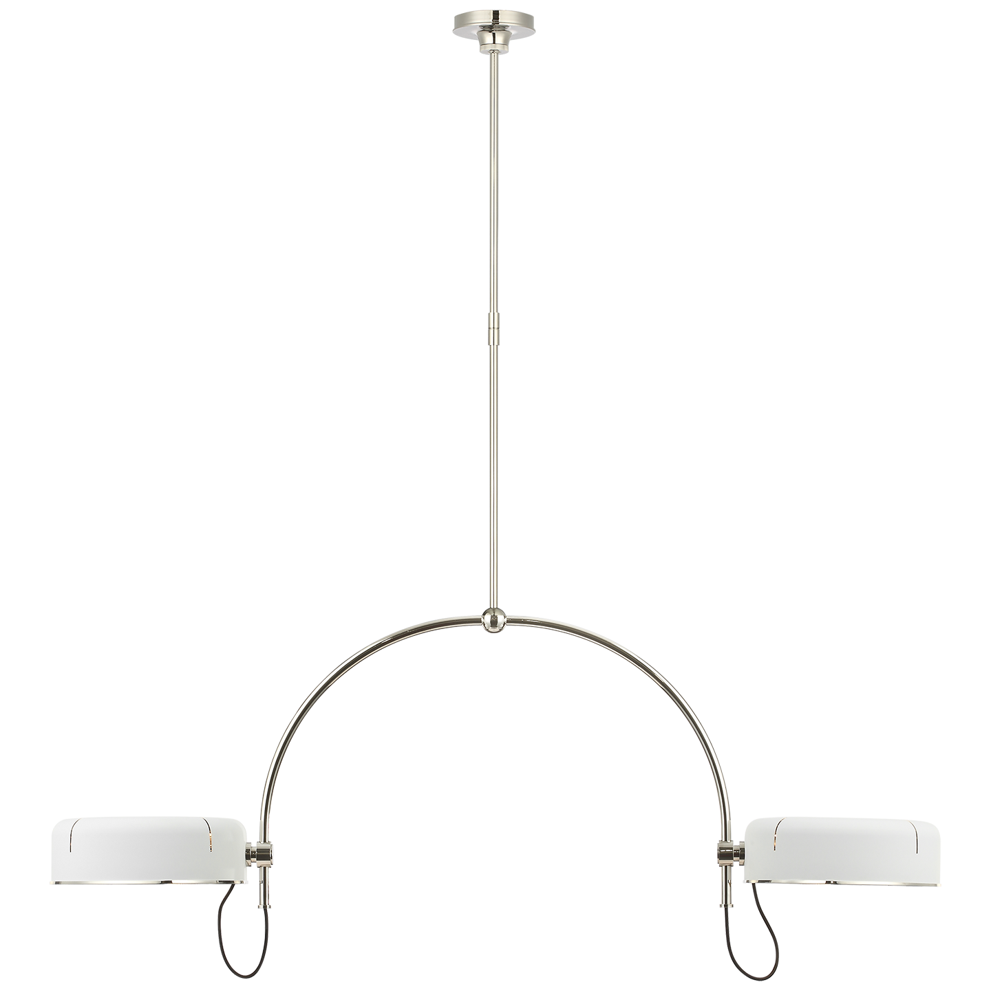 Oso 54" Linear Arched Pendant in Polished Nickel with Matte White Shade