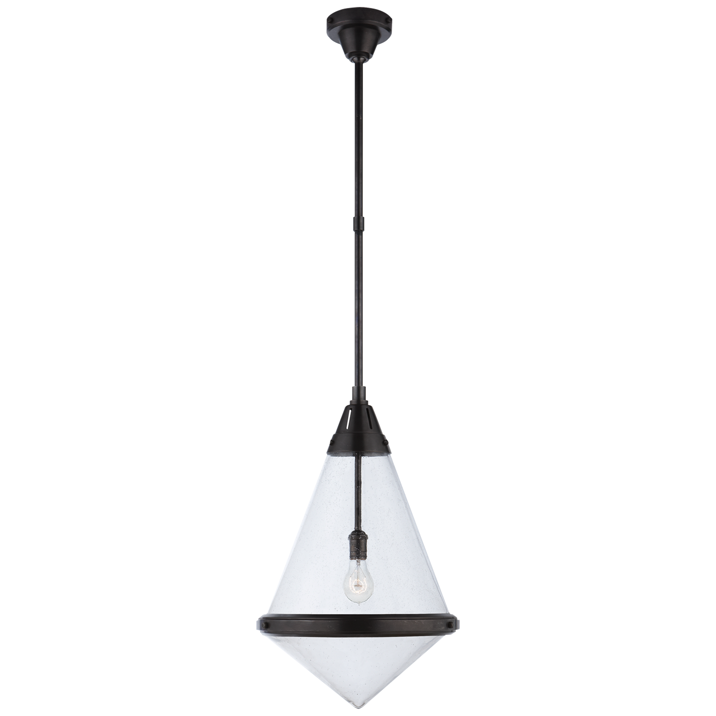 Gale Large Pendant in Bronze with Seeded Glass Open Box