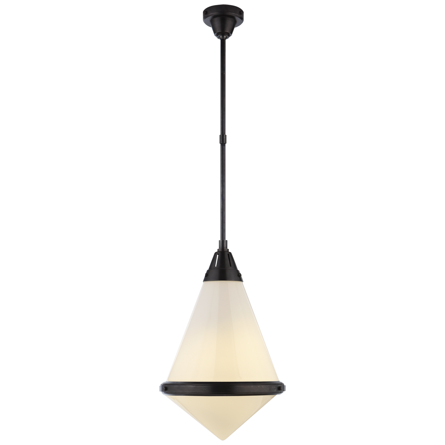 Gale Large Pendant in Bronze with White Glass Open Box