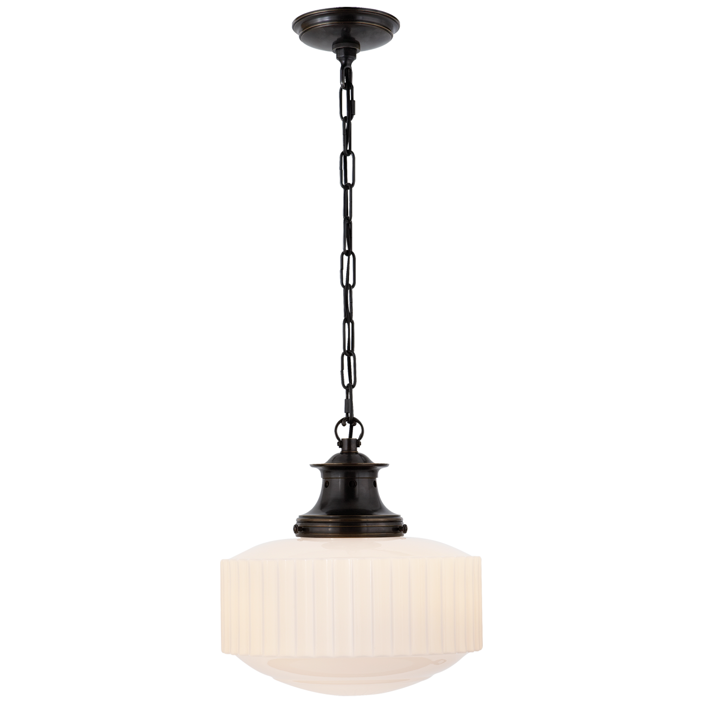 Milton Road Pendant in Bronze with White Glass