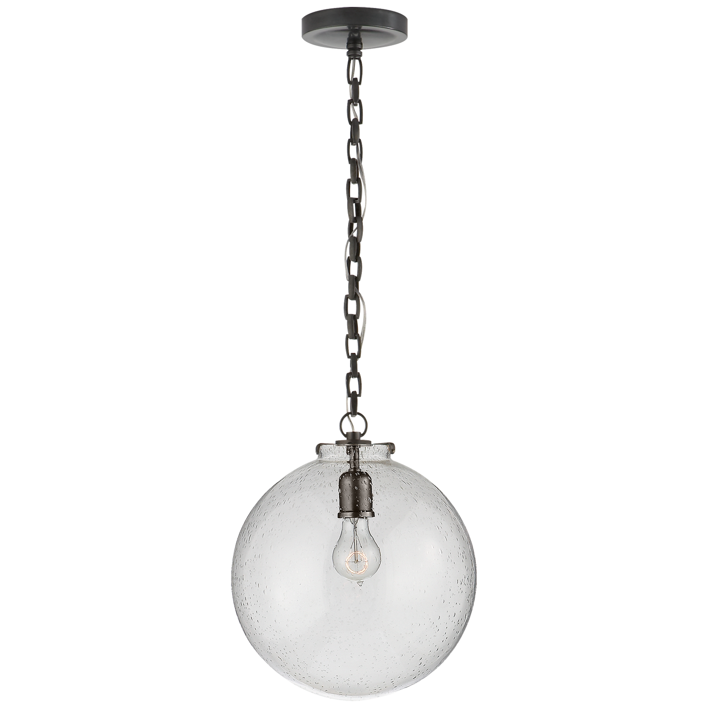 Katie Globe Pendant in Bronze with Seeded Glass Open Box