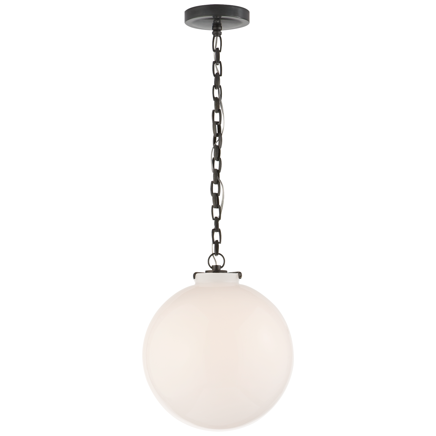 Katie Globe Pendant in Bronze with White Glass Open Box