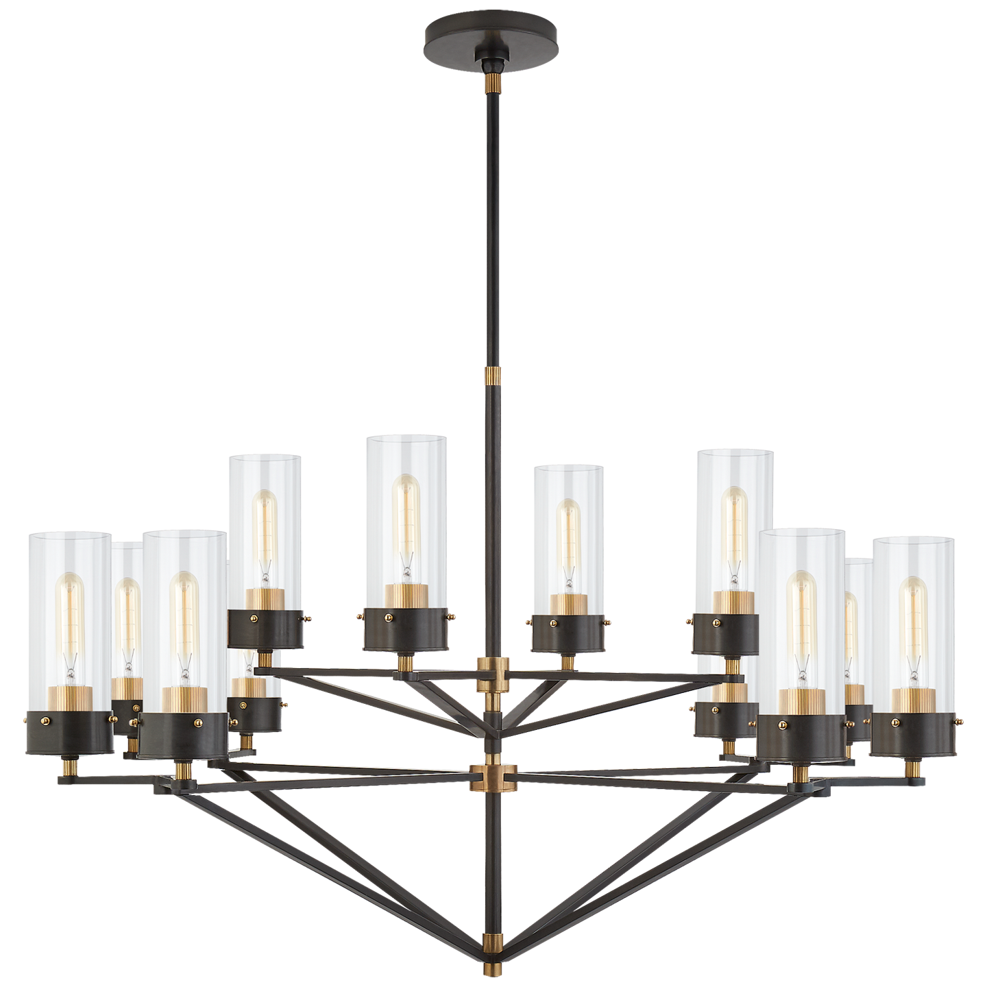Marais Large Chandelier in Bronze and Hand-Rubbed Antique Brass with Clear Glass Open Box