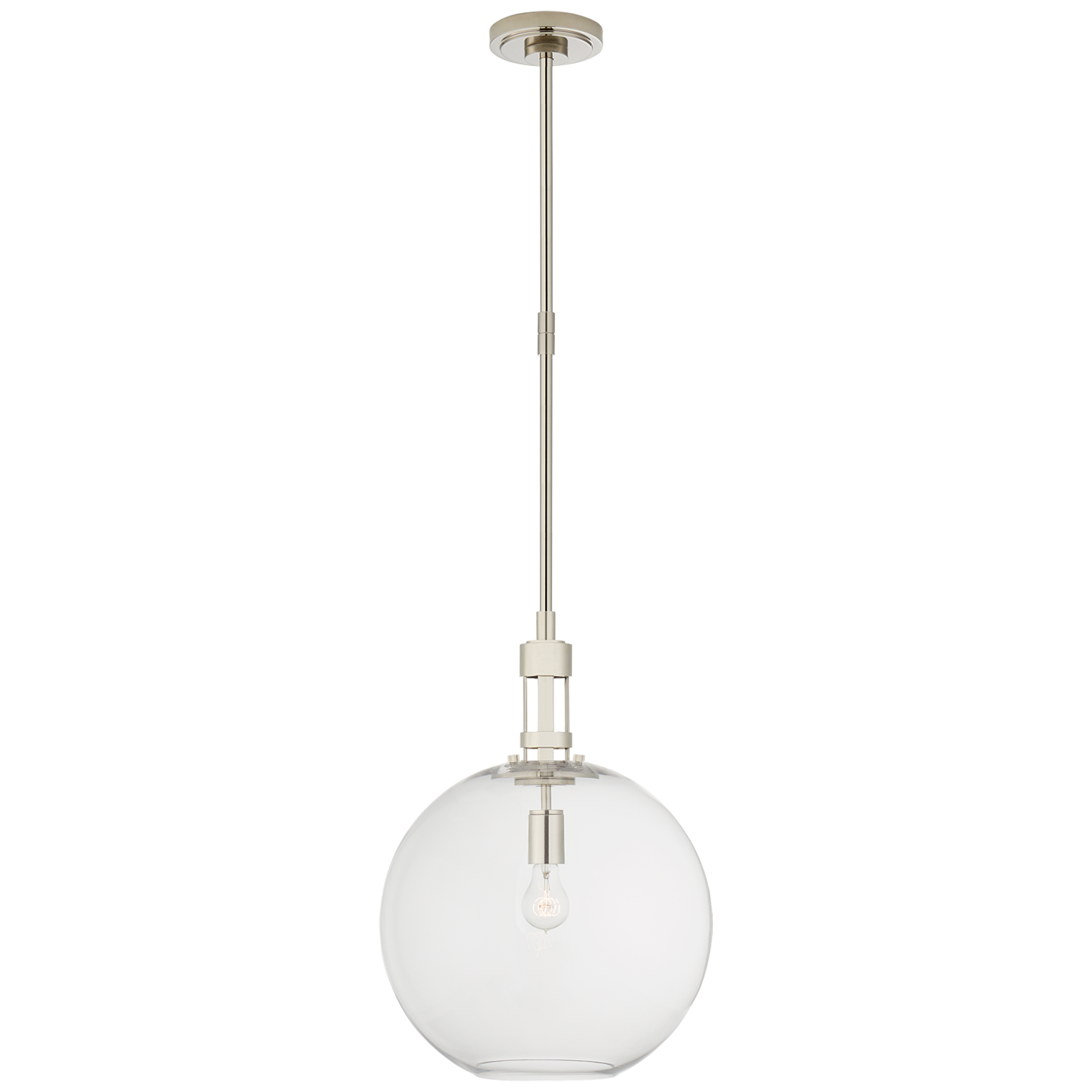 Gable Large Globe Pendant in Polished Nickel with Clear Glass Open Box