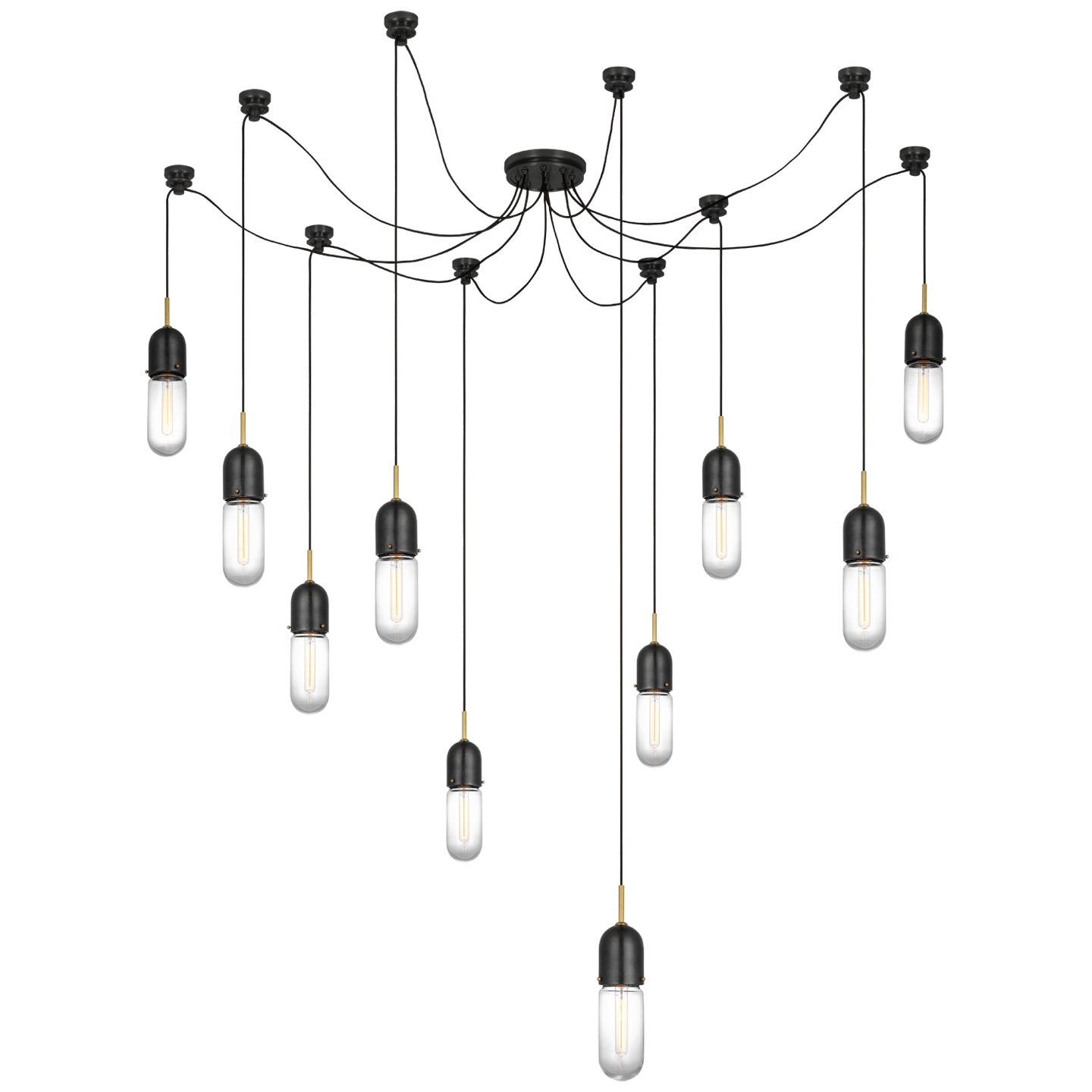 Junio 10-Light Chandelier in Bronze and Brass with Clear Glass Open Box